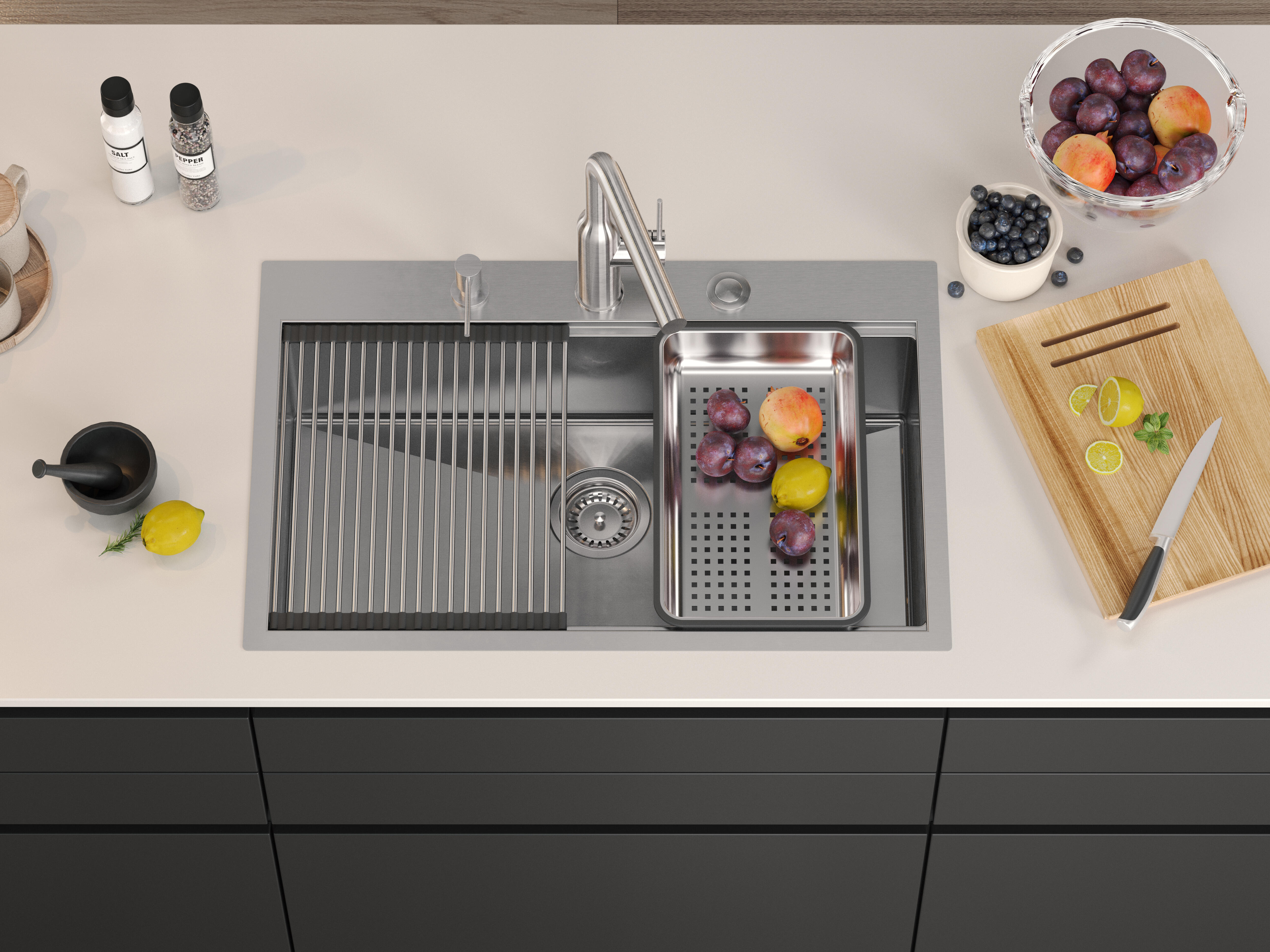 Wkładka ociekowa do zlewozmywaka 380 x 230 mm stalowa Quadron - 4