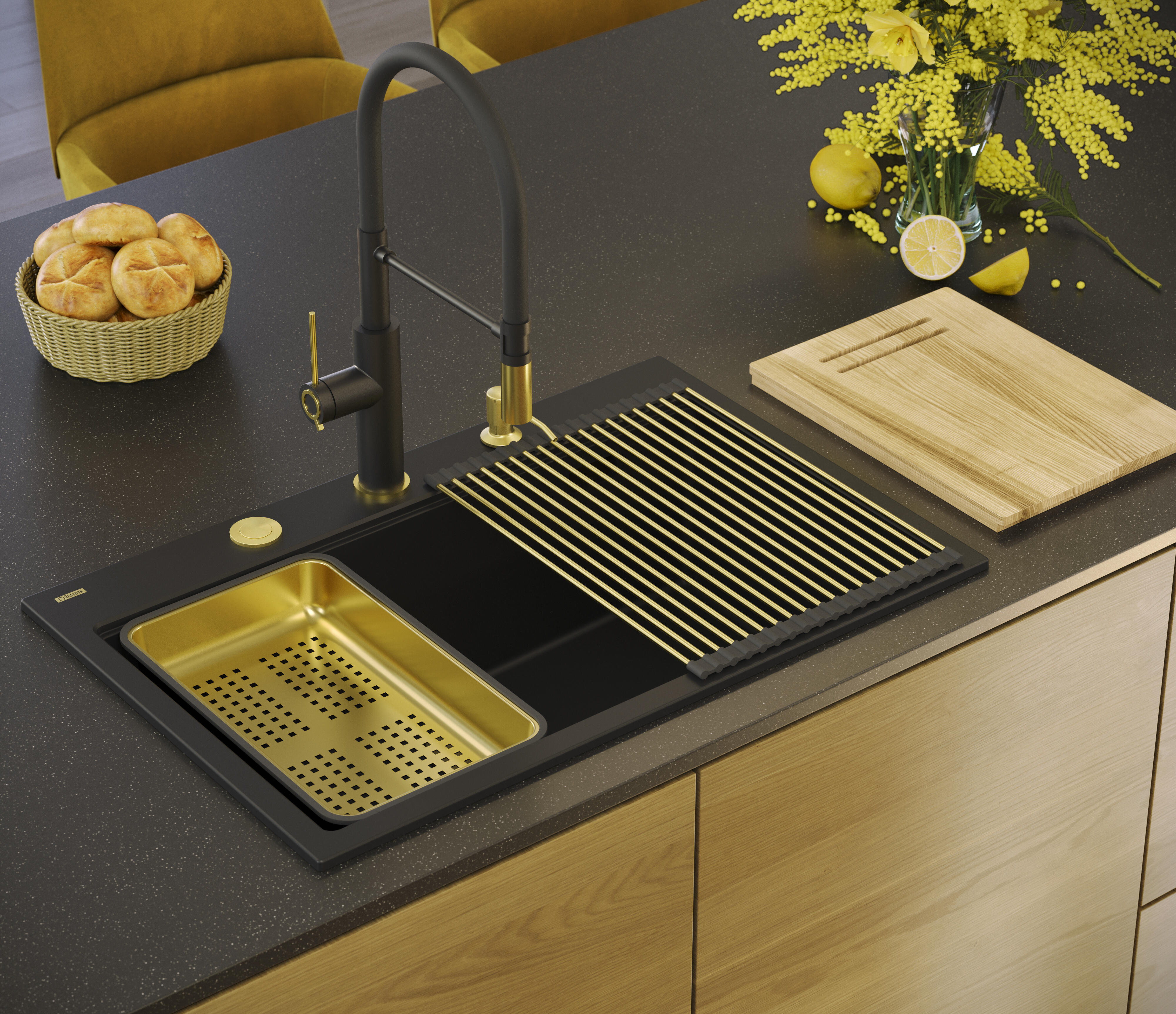 Wkładka ociekowa do zlewozmywaka 380 x 230 mm złota Quadron - 4