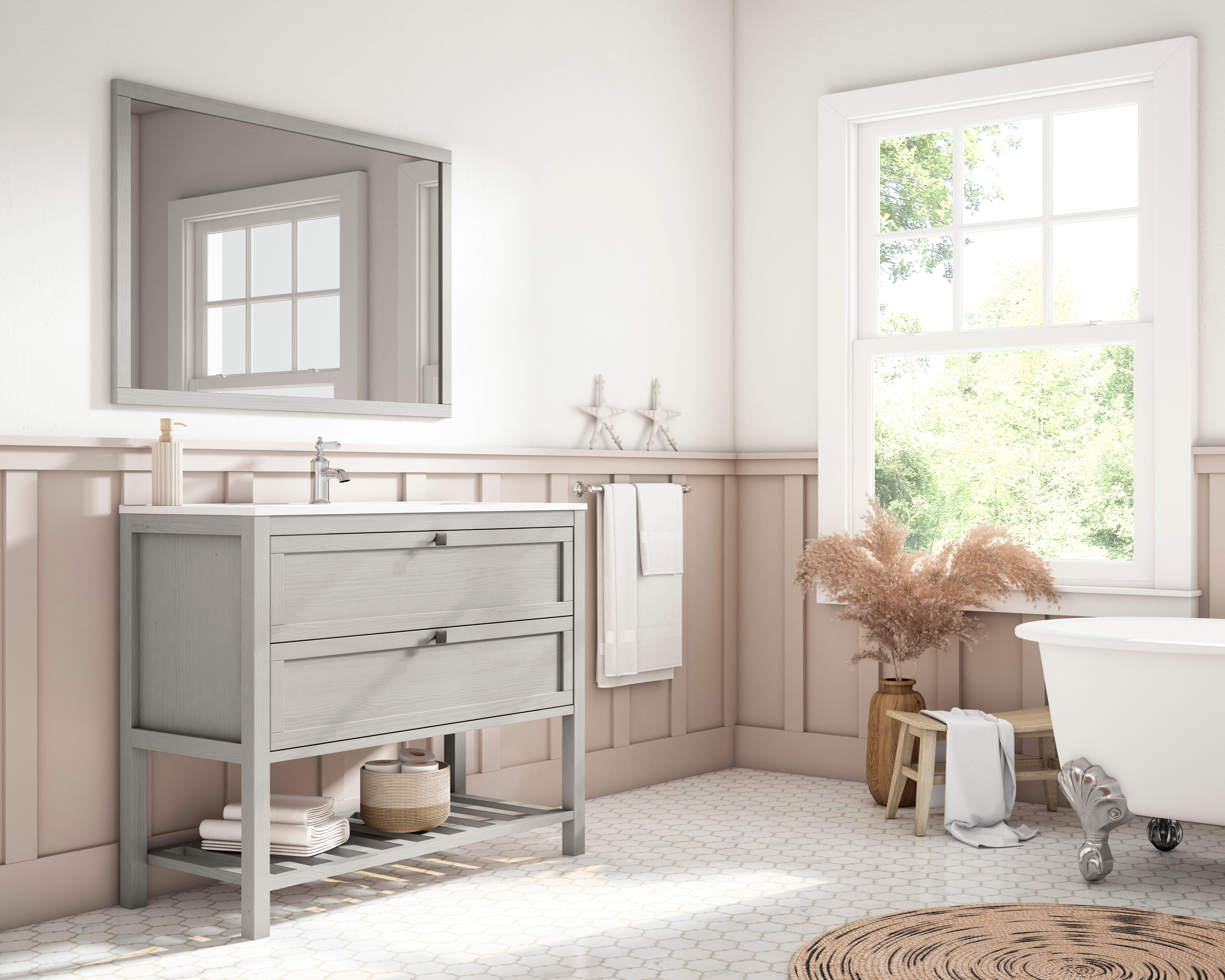 Mueble de baño con lavabo vintage gris 100x45 cm
