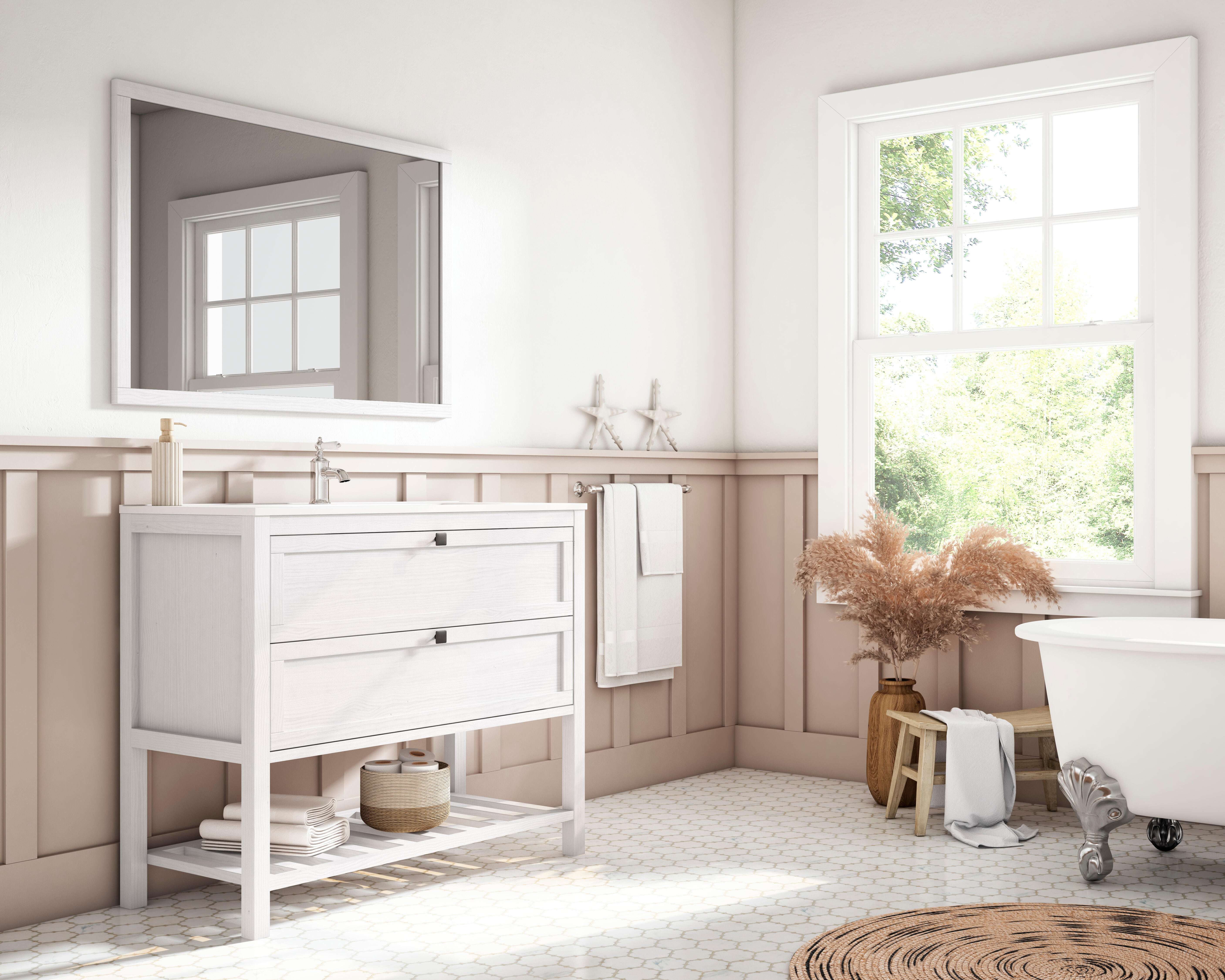 Mueble de baño con lavabo vintage blanco 100x45 cm