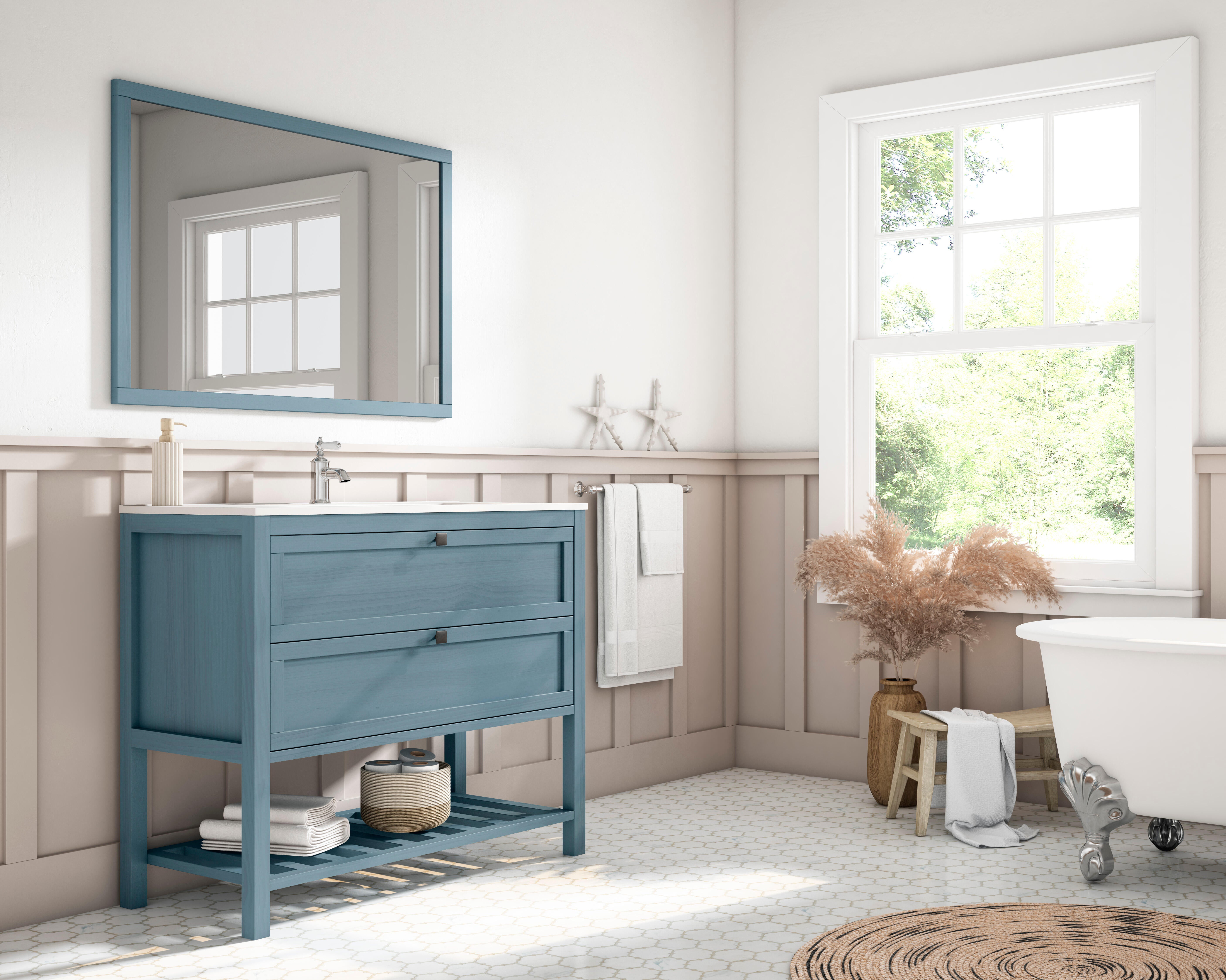Mueble de baño con lavabo vintage azul 100x45 cm