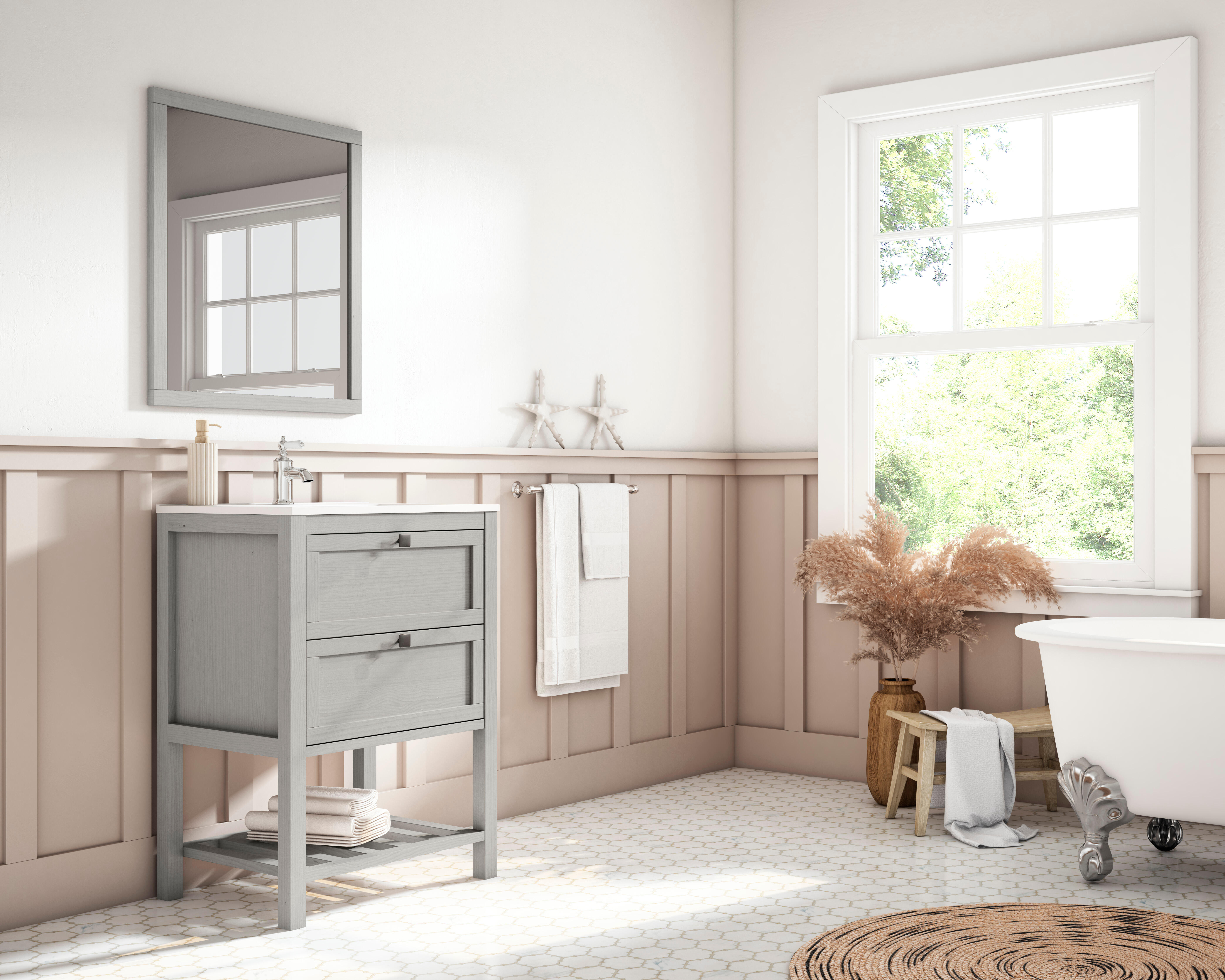 Mueble de baño con lavabo vintage gris 60x45 cm