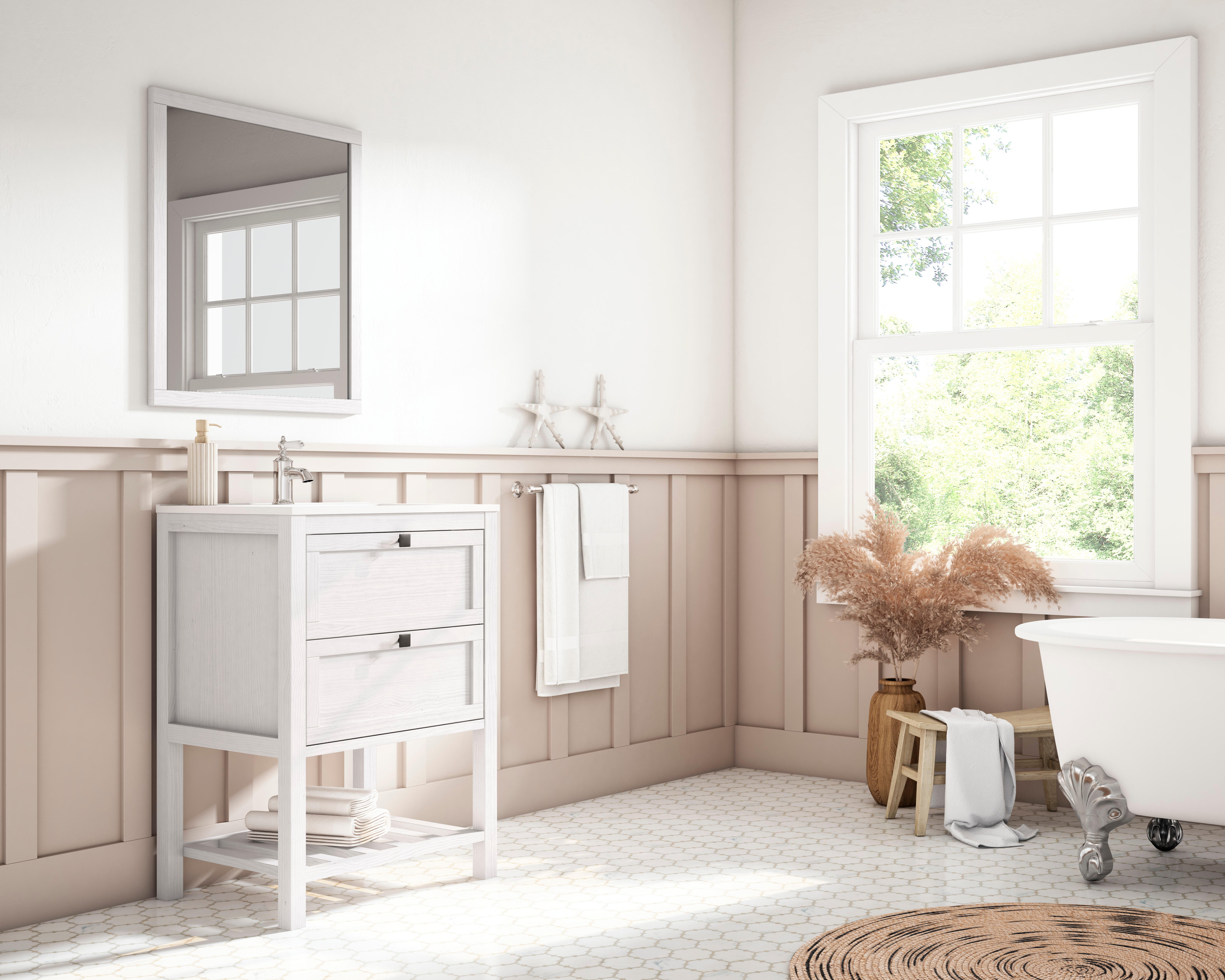 Mueble de baño con lavabo vintage blanco 60x45 cm