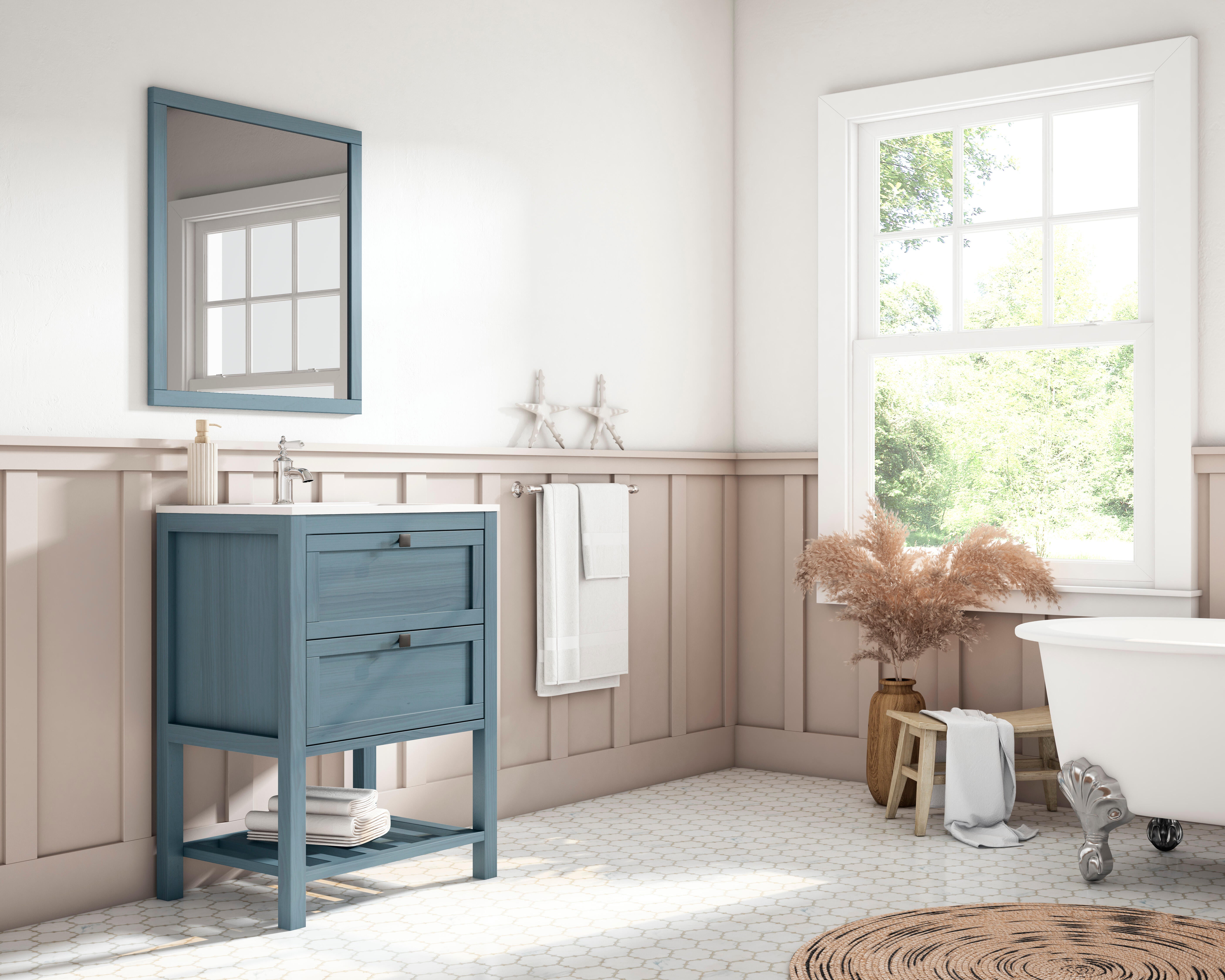 Mueble de baño con lavabo vintage azul 60x45 cm