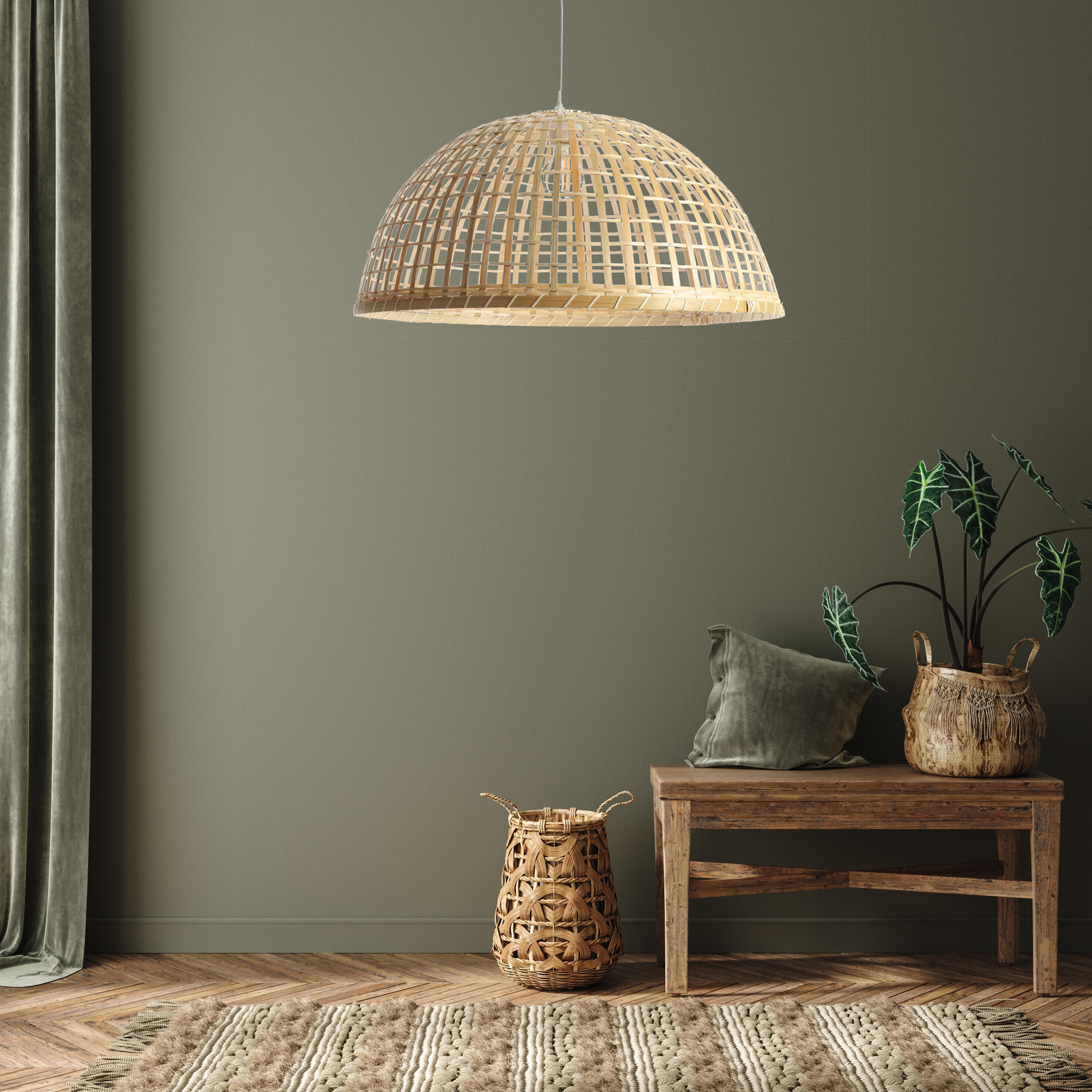 Suspension Macao bambou, beige, Diam.58 cm, E27 - 2