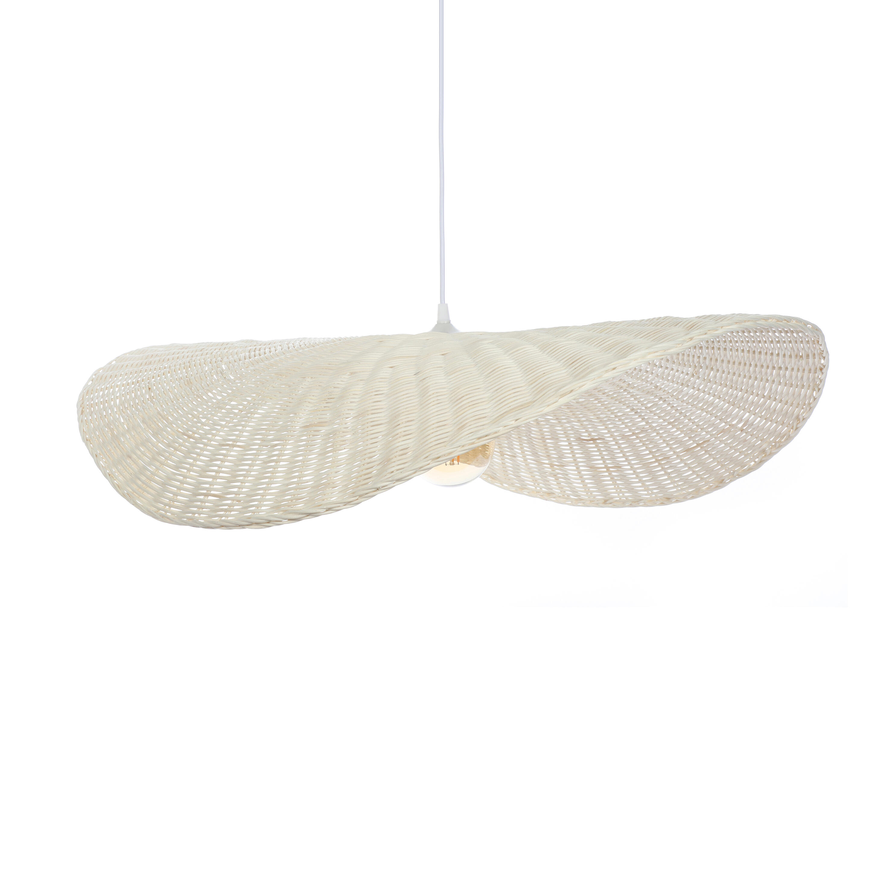 Suspension Padang rotin, blanc, Diam.58 cm, E27