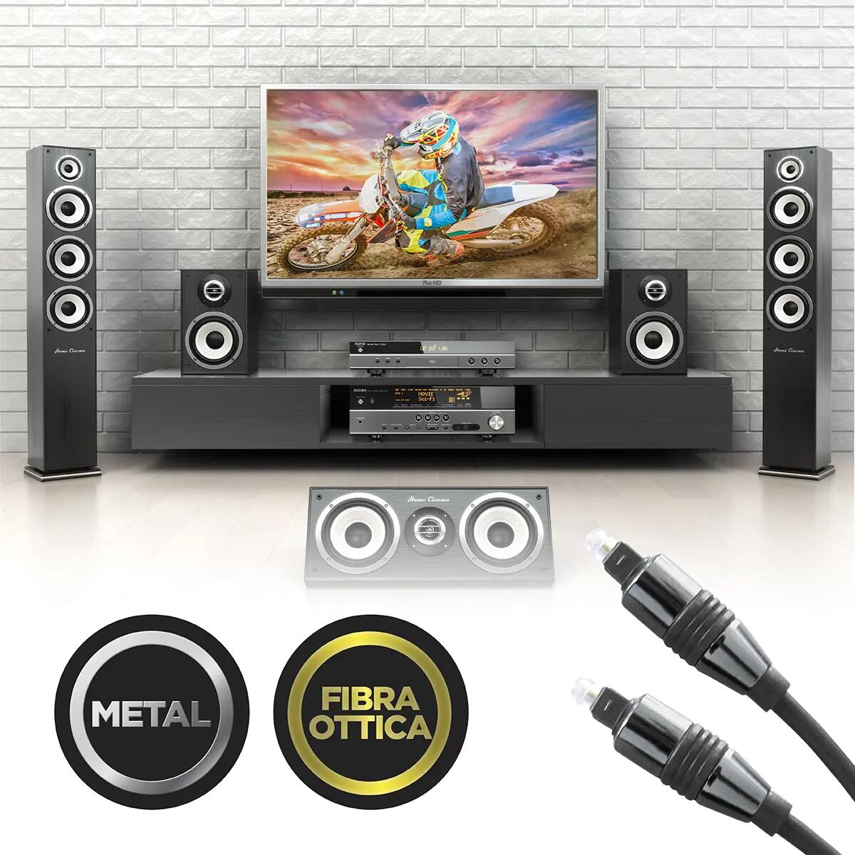 Cavo Audio Ottico Toslink - Per Collegamento Digitale SPDIF, Marca JAMEGA Fibra Ottica