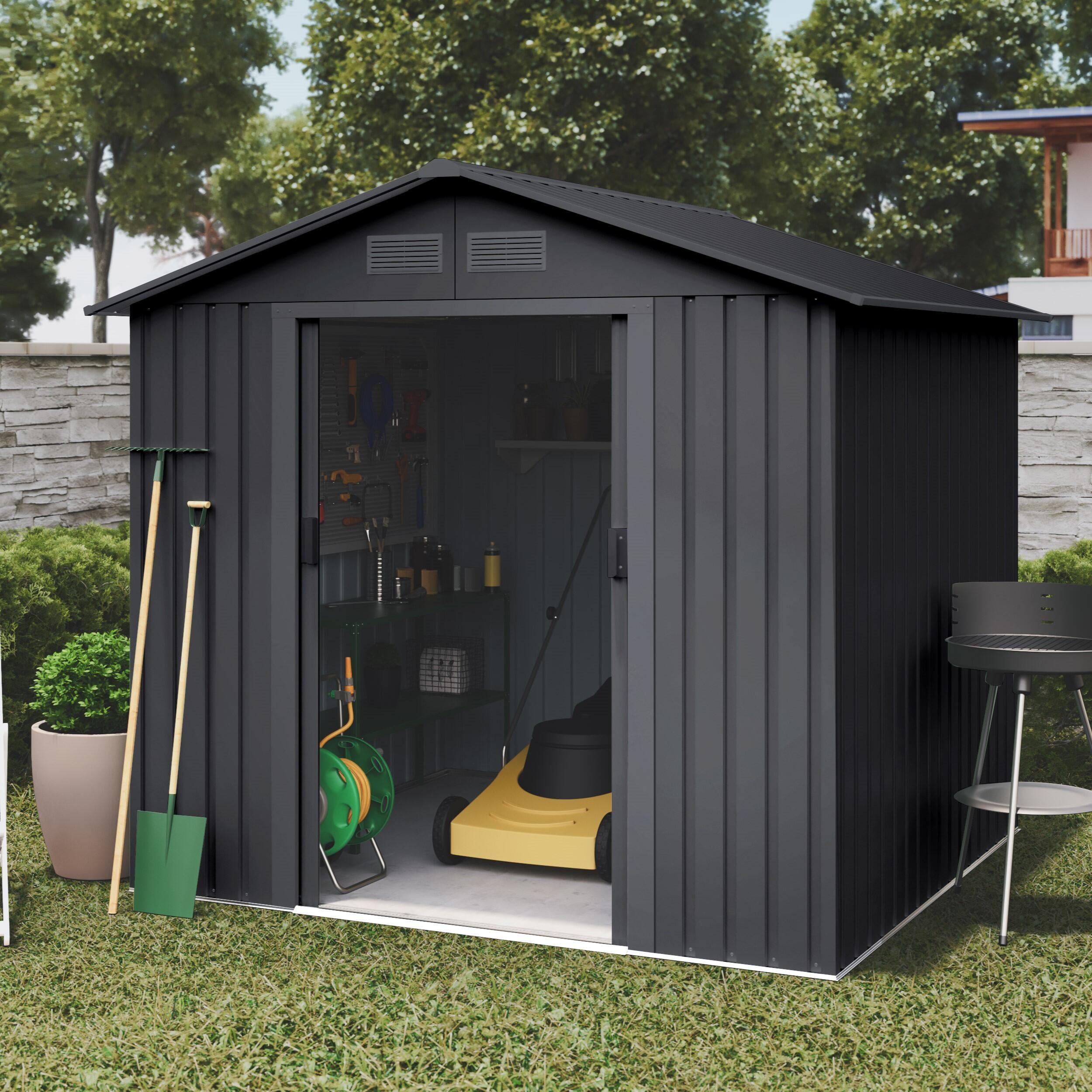 Caseta de metal Wasabi Light Anthracite de 261x202x202 cm y 5.27 m2 con 0.25 mm espesor y doble puerta corredera WASABI - 3