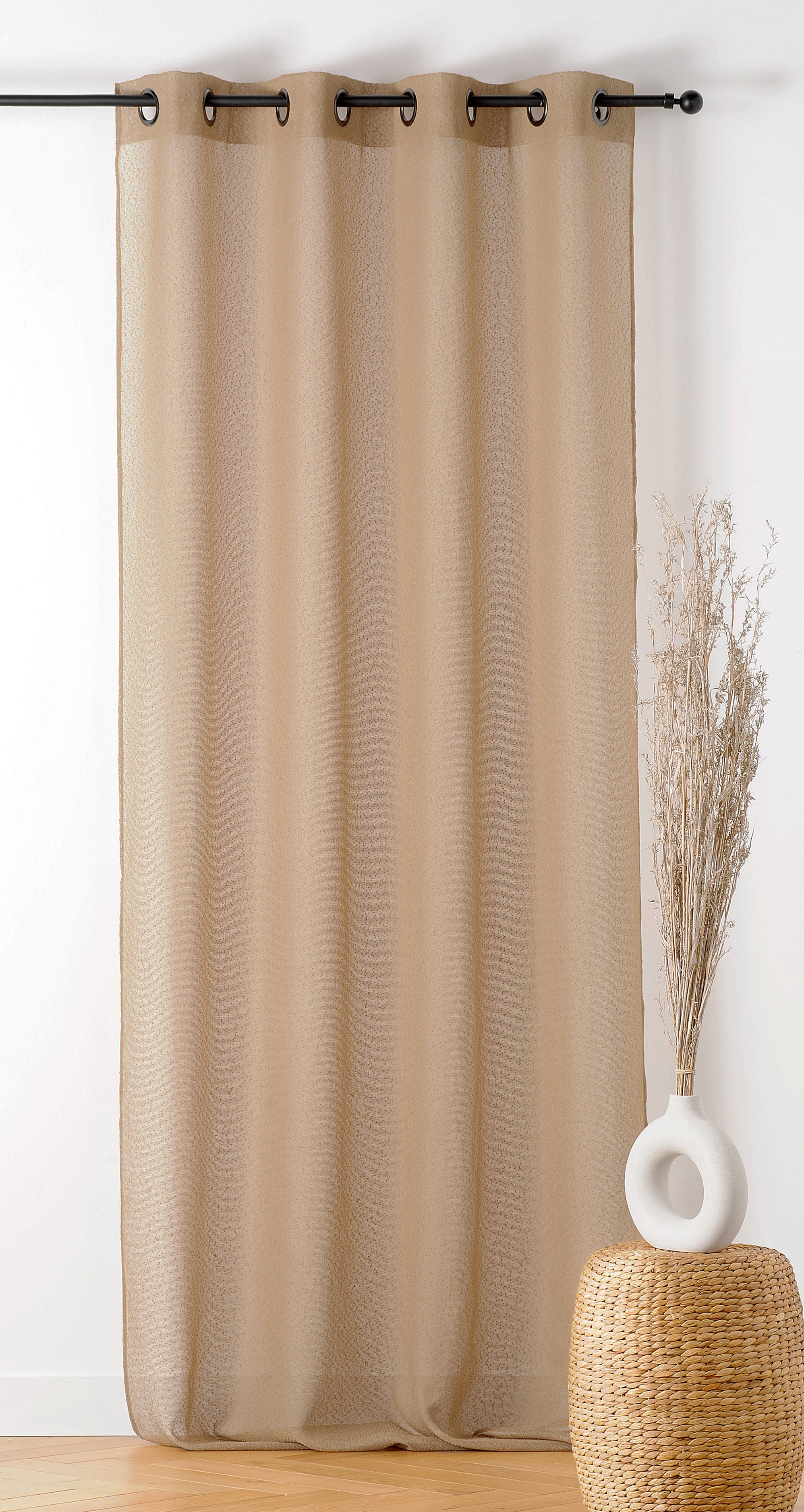 Voilage tamisant, Boucline, beige H.240 x l.140 cm - 3
