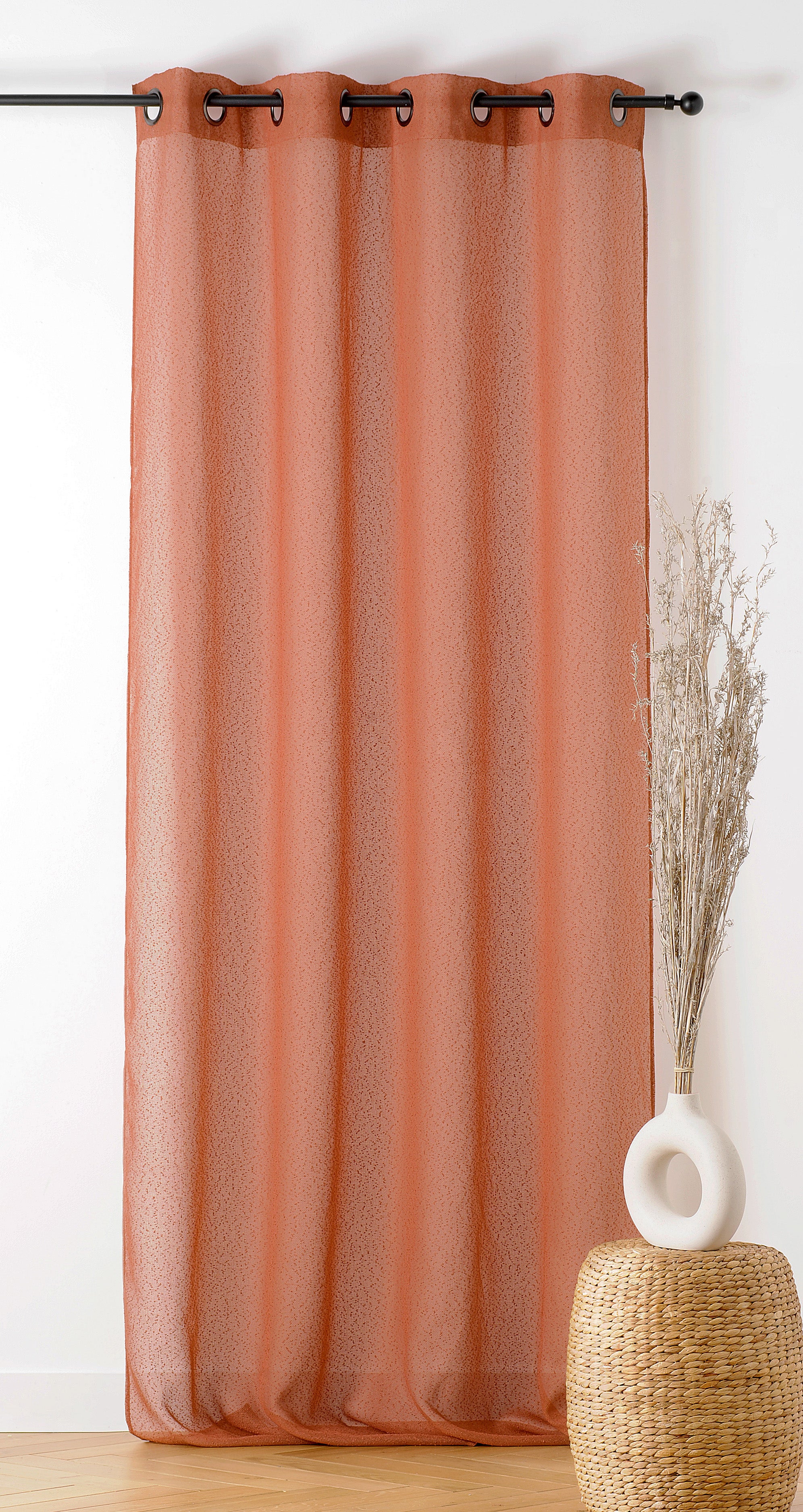 Voilage tamisant, Boucline, rouge H.240 x l.140 cm - 3