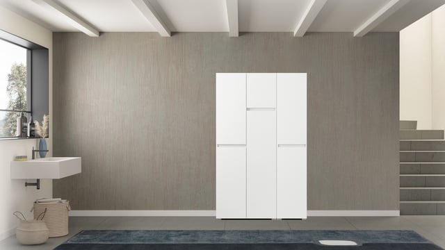 Mobile lavanderia Laundry in truciolare bianco P 37 x L 125 x H 195 cm