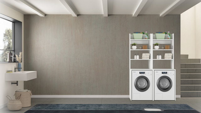 Mobile lavanderia Laundry in truciolare bianco P 58 x L 130 x H 195 cm