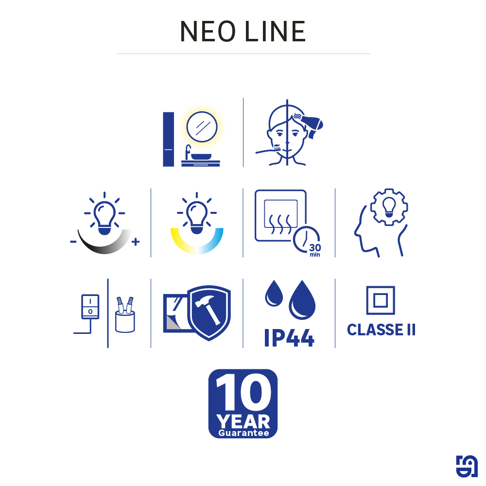 Miroir lumineux rond Diam.75 cm Neo line, anti-buée, variateur int et couleur - 9