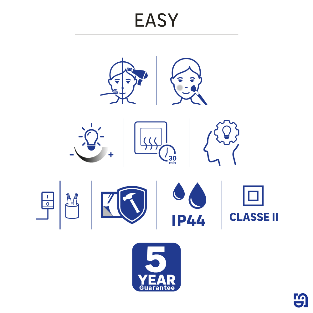 Espelho 80x70 cm iluminação led prateado Sensea Easy - 9