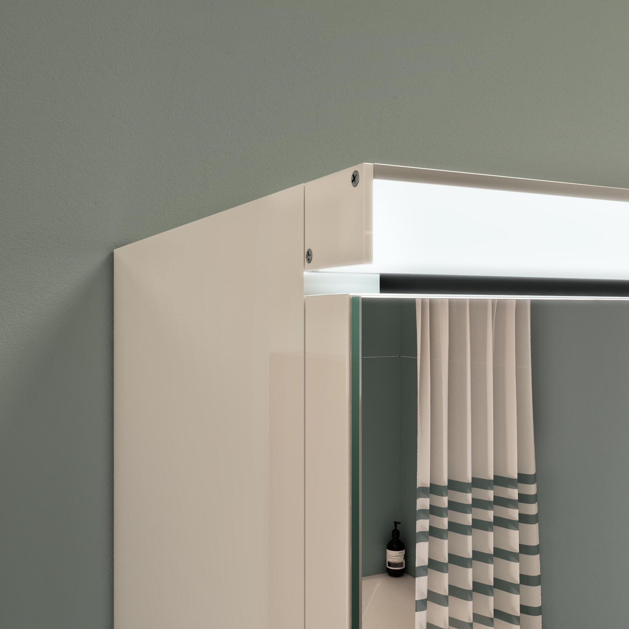 Armoire led 2p de toilette lumineuse l. 60 cm l. 60 cm H. 60 cm P. 17 cm, blanc  - 5