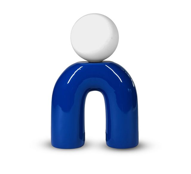 Lampe Pop u, céramique, bleu, H.28.5 cm, G9
