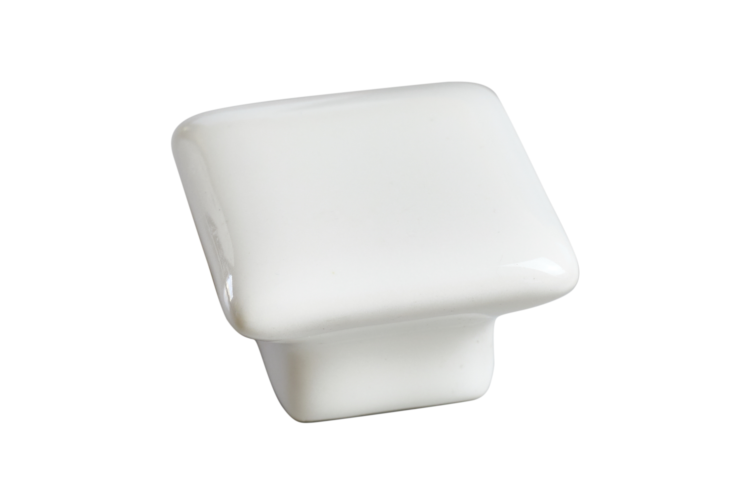 Bouton de meuble carré, porcelaine blanc brut, l.40 mm - 5