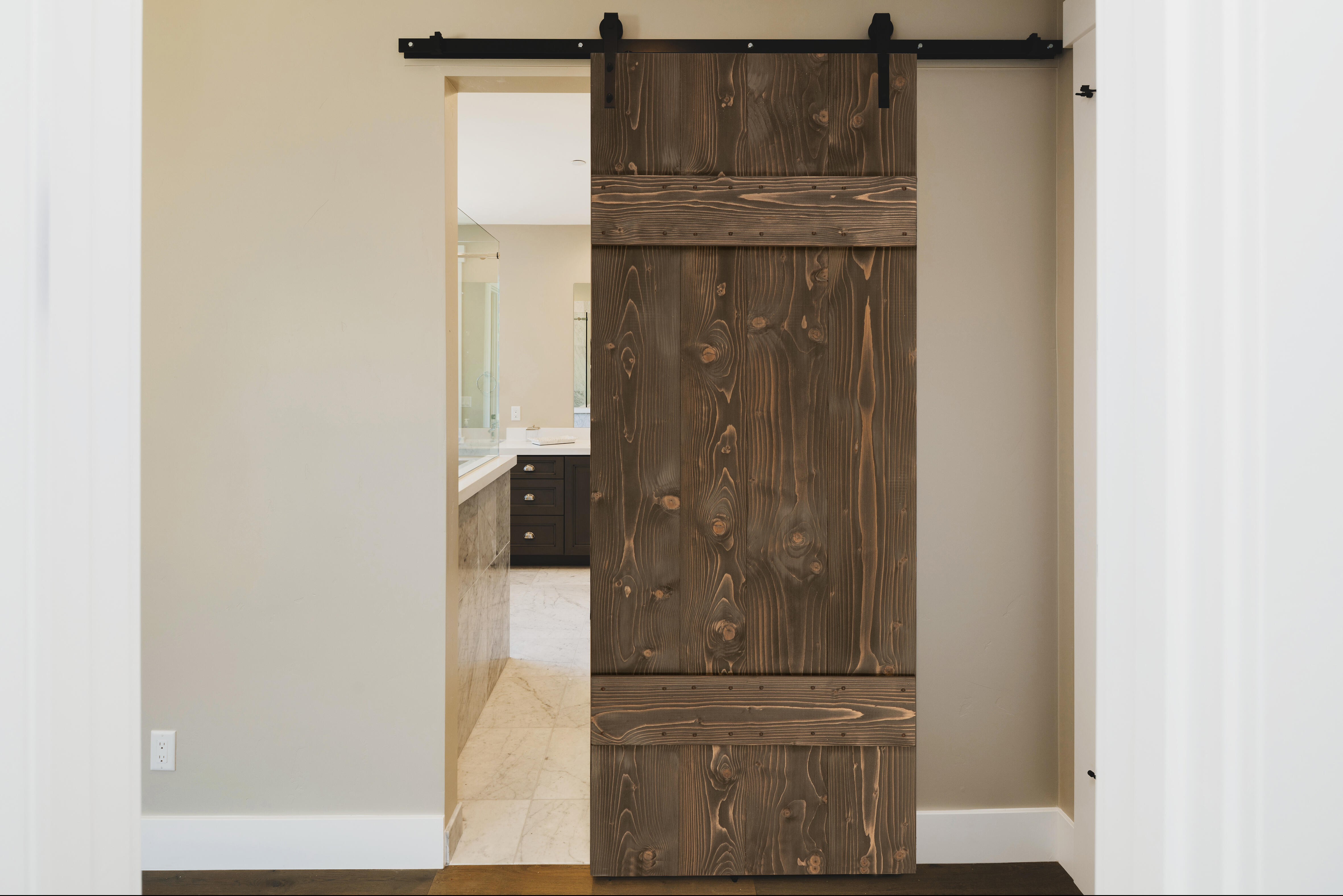 Anta per porta scorrevole Barn Ebano in legno massello ebano, L 86 x H 215 cm spessore 45 mm, apertura reversibile - 2