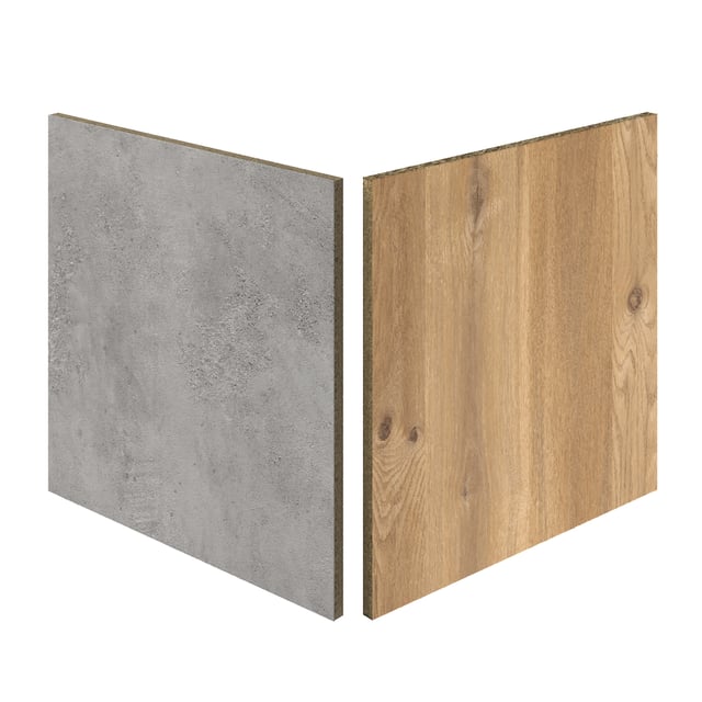 Crédence stratifié réversible Chêne Boréal/Béton Raw H.64cm x Ep.9 mm x L.300 cm