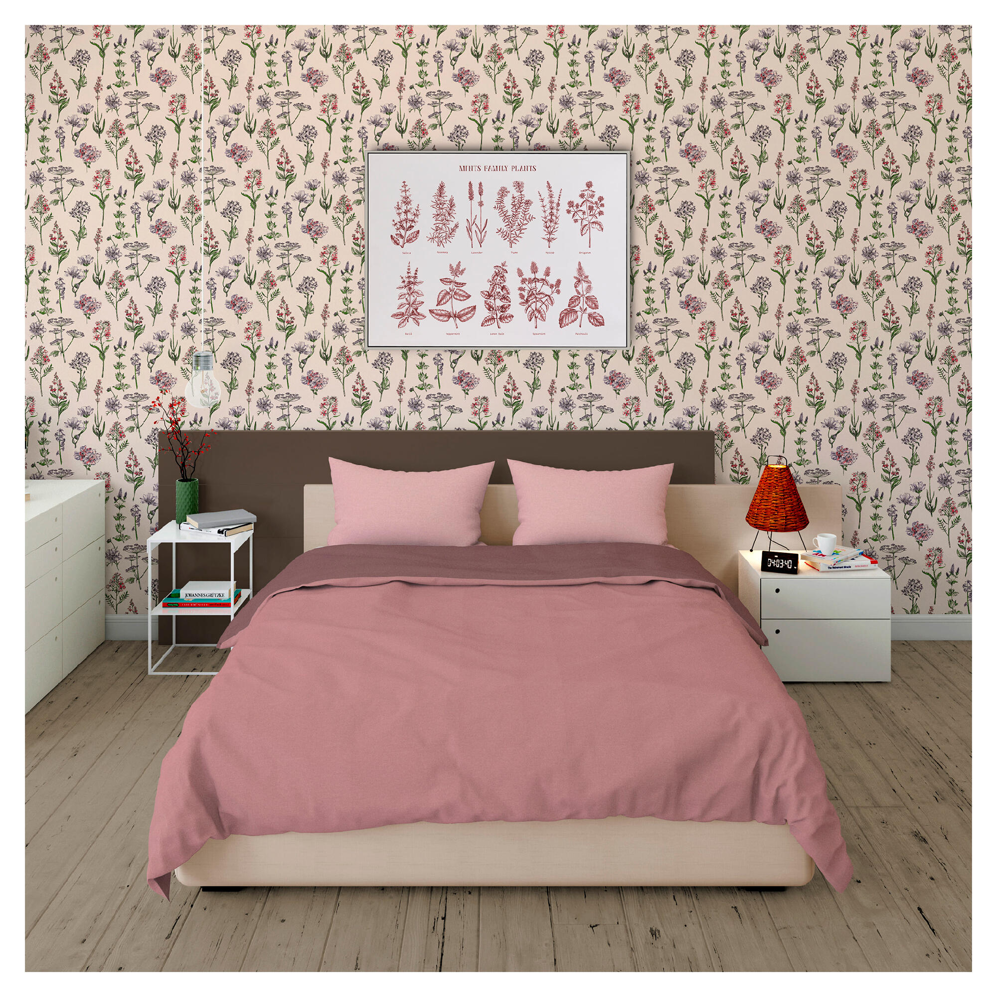 Papel pintado tnt aplicación cola en pared naturaleza plantas 2974 gris vinelus 52cmx10m lavable apto para cocinas o baños