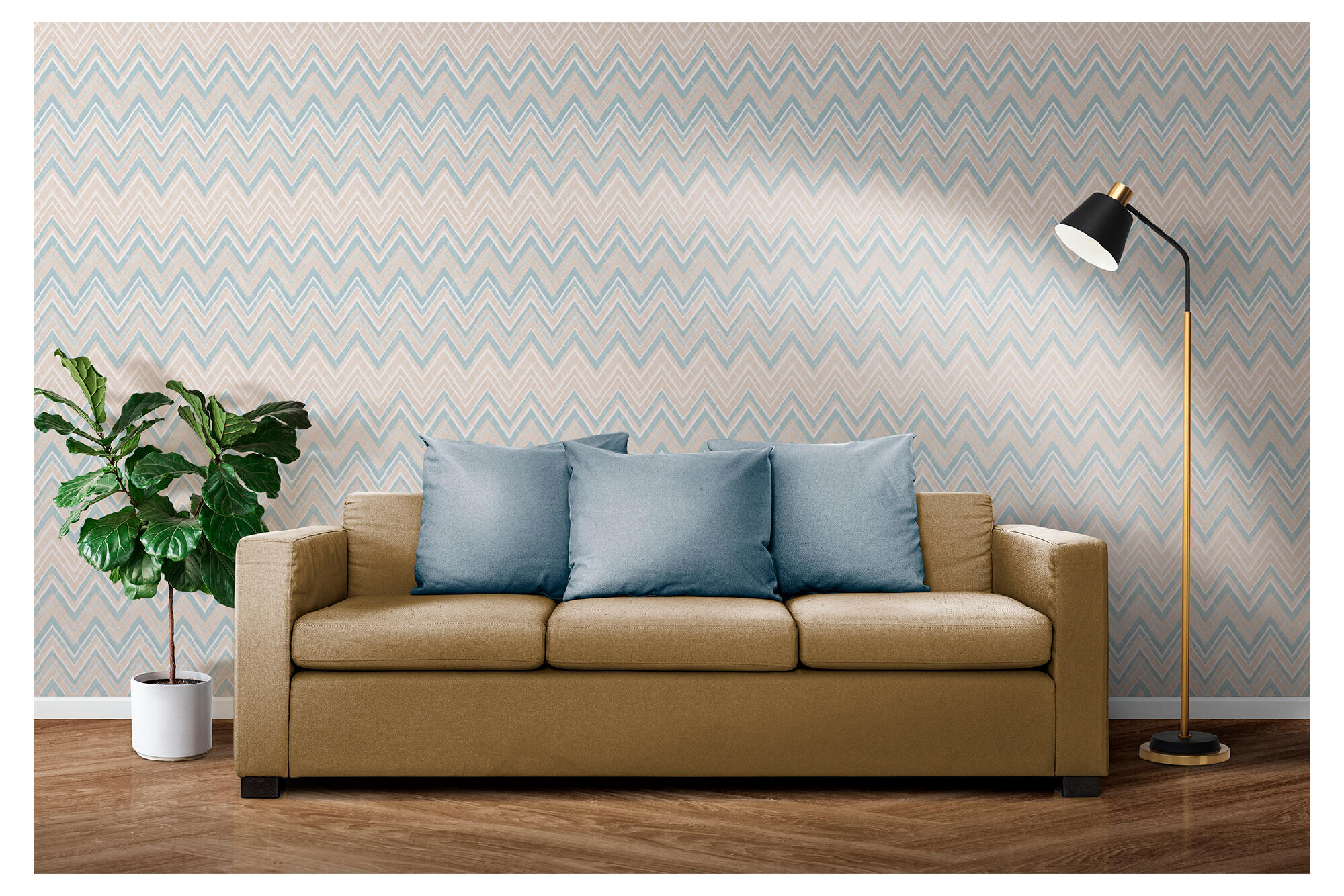 Papel pintado tnt aplicación cola en pared geométrico m zigzag 2985 verde vinelus 52cmx10m lavable apto para cocinas o baños