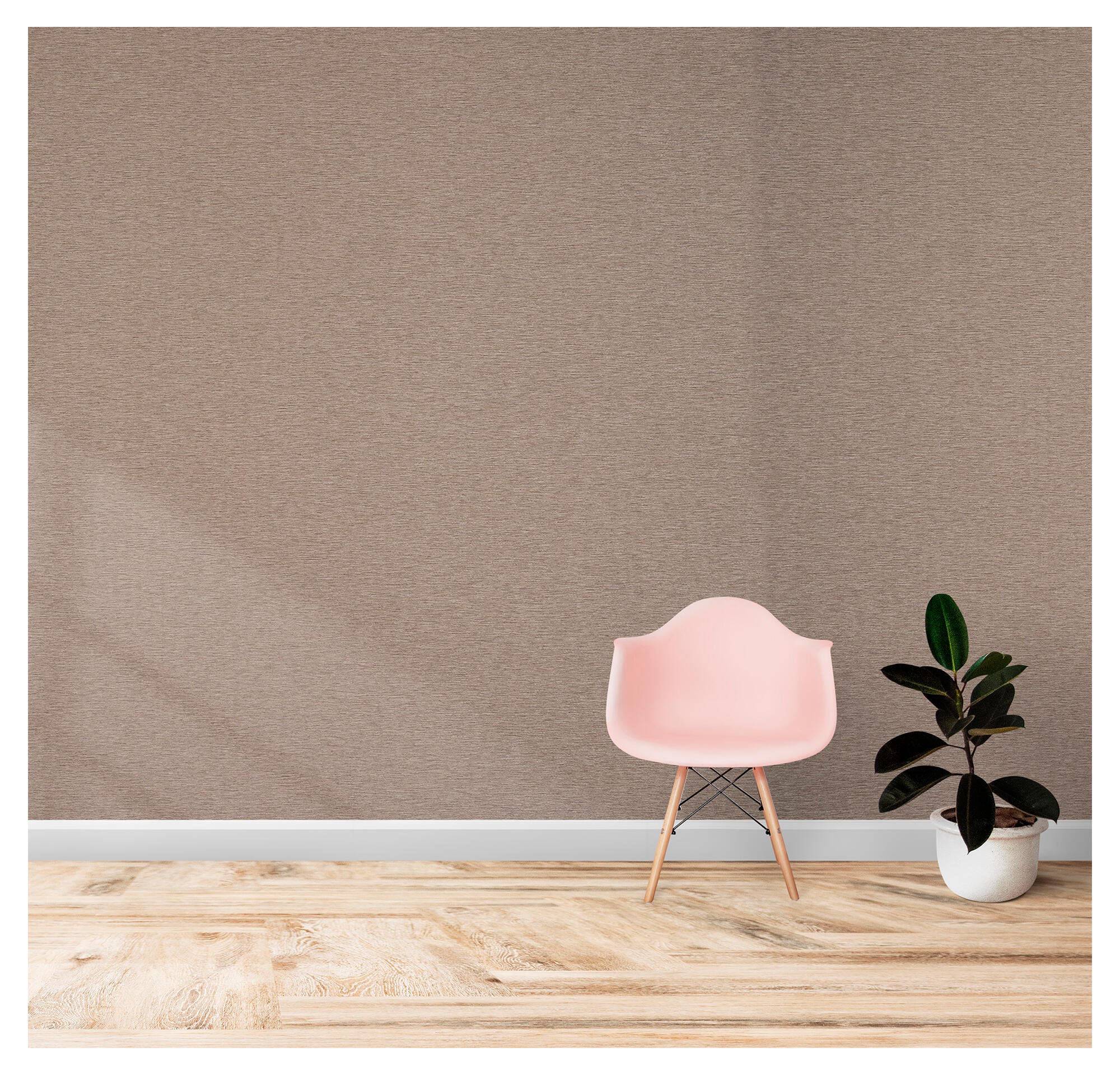 Papel pintado vinilo aplicación cola en pared liso textura 44341-4 marrón 53cmx10.05m lavable apto para cocinas o baños