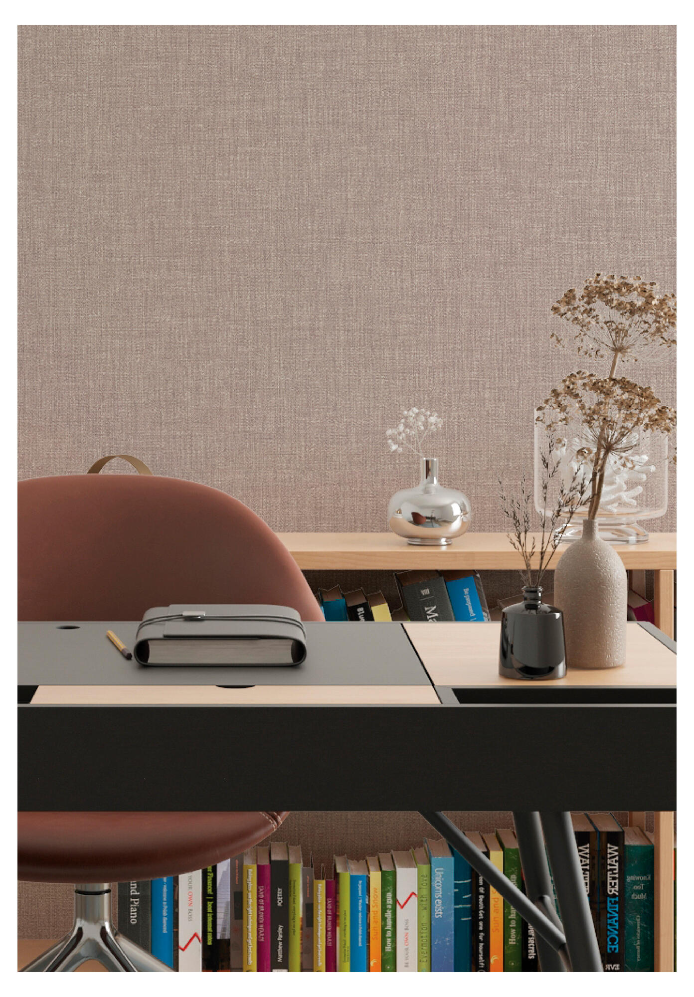 Papel pintado vinilo aplicación cola en pared liso textura 34300-5 marrón 53cmx10.05m lavable apto para cocinas o baños