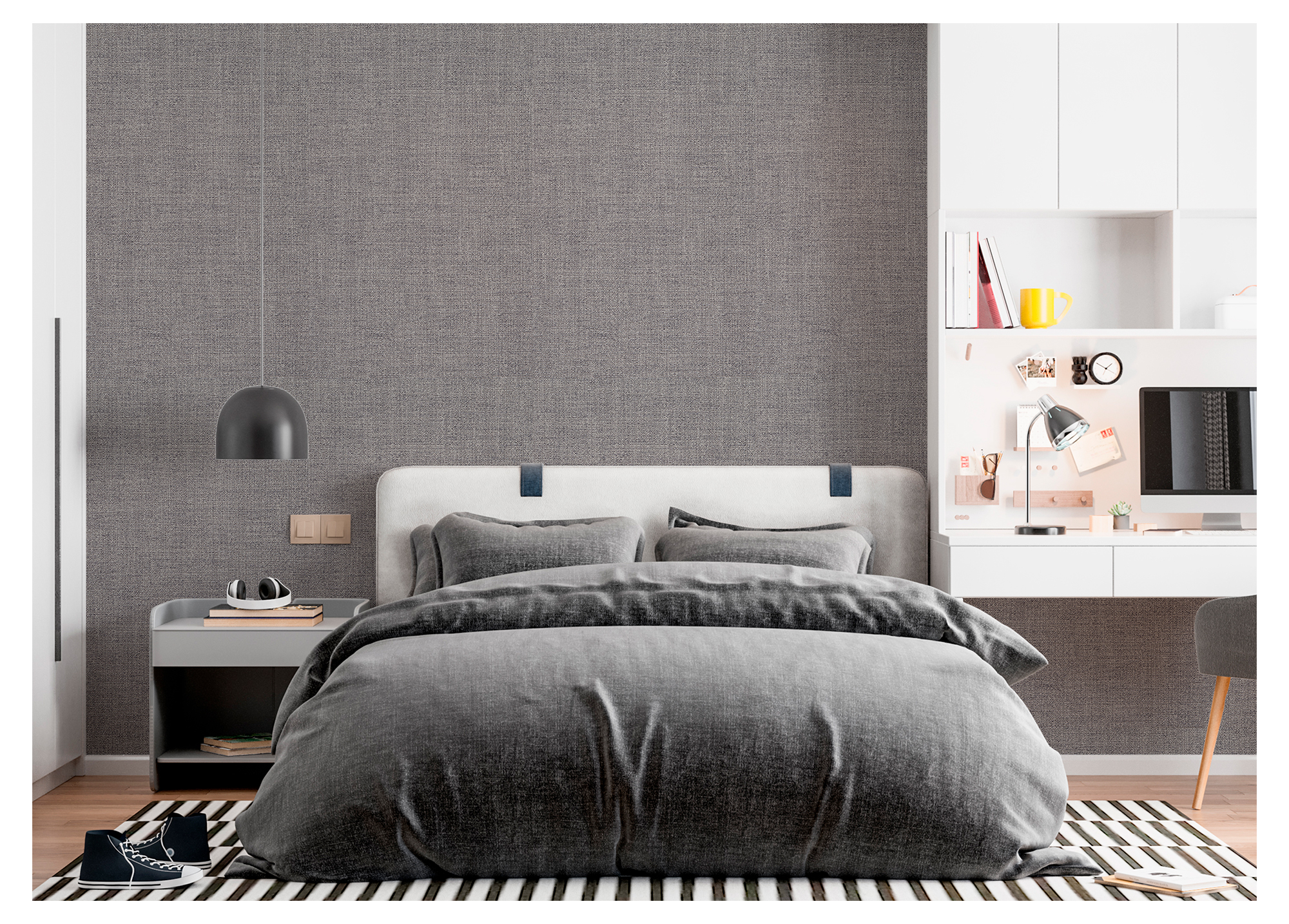 Papel pintado vinilo liso textura 34300-2 gris