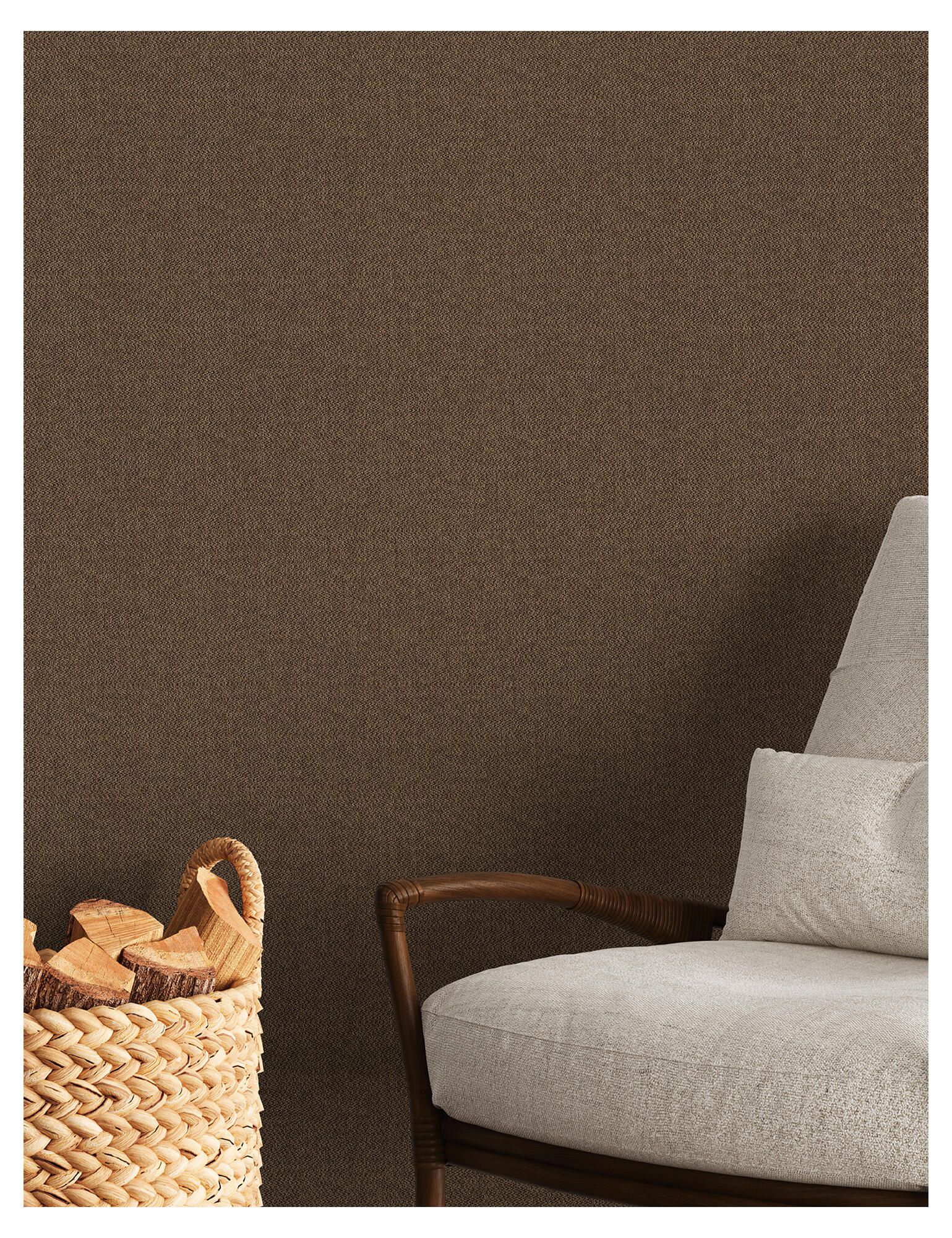 Papel pintado vinilo aplicación cola en pared liso textura 34290-7 marrón 53cmx10.05m lavable apto para cocinas o baños