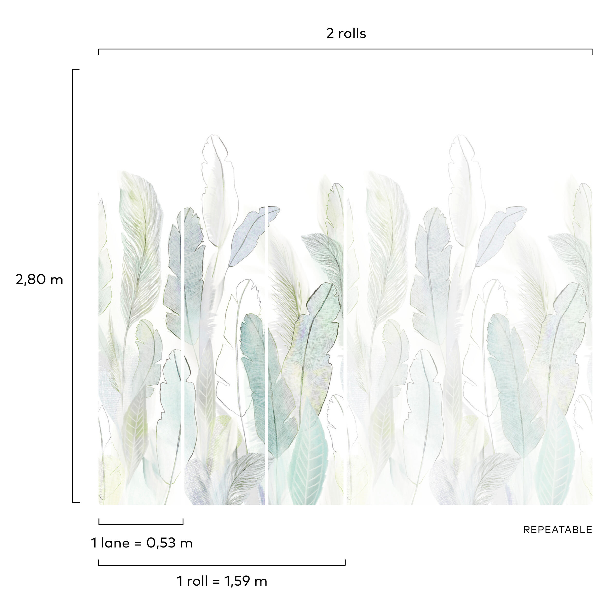 Papier peint panoramique Scarlet vert céladon l.159 x H.280 cm - 4