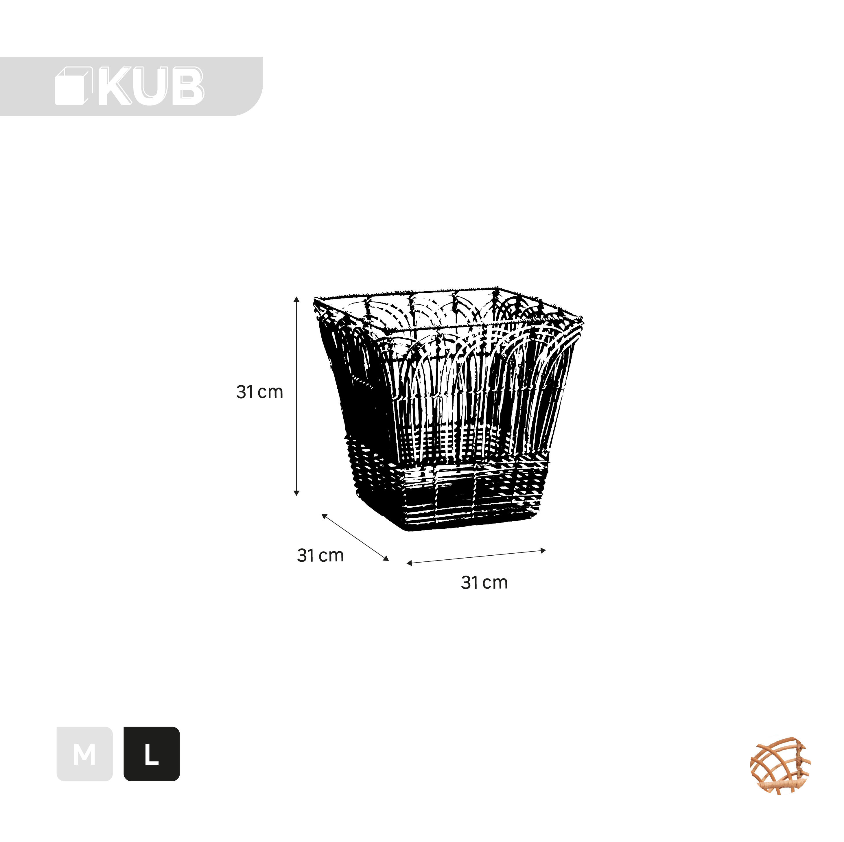 Cesto L Kub spaceo 31X31X31CM rattan - 6