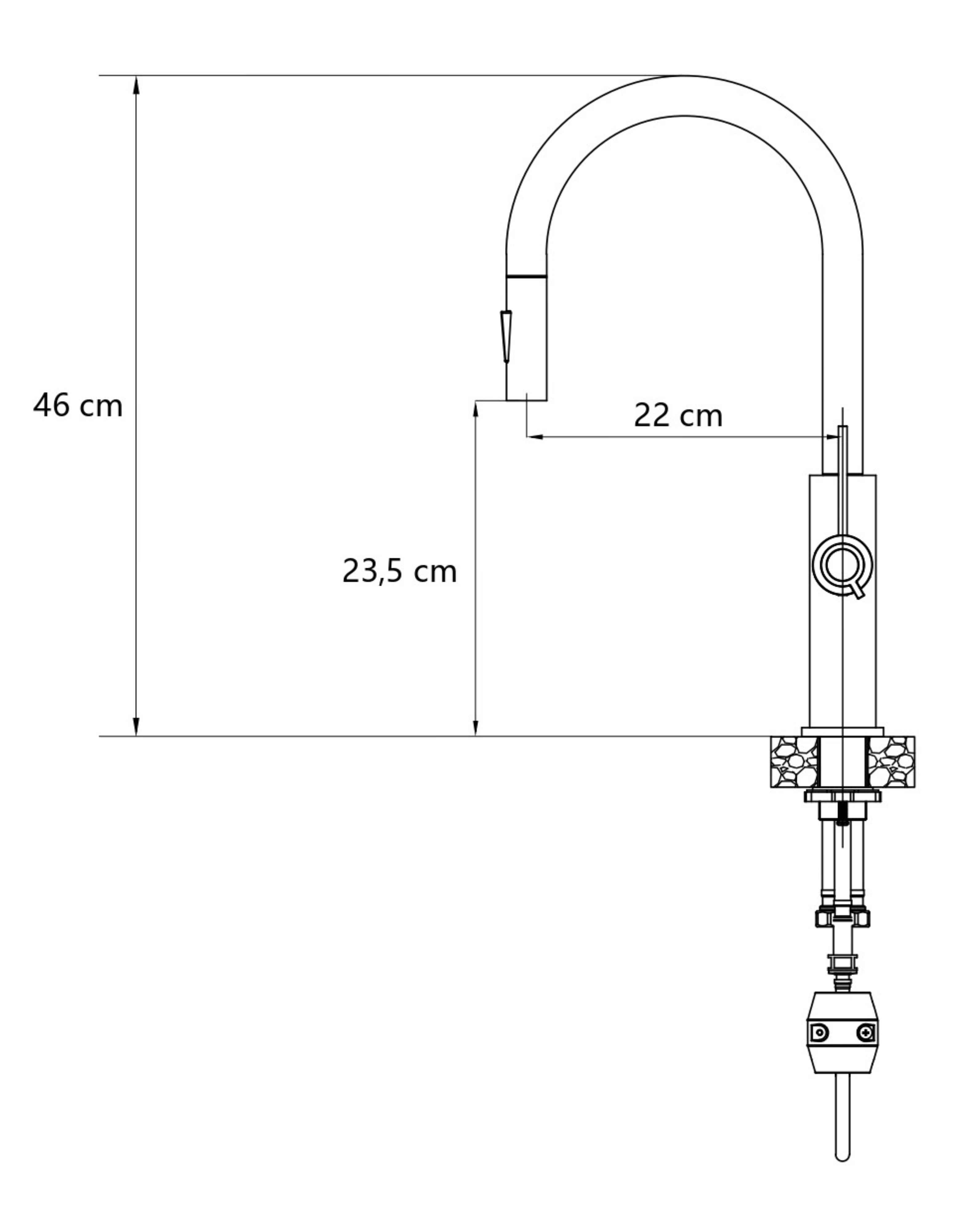 Bateria kuchenna z wyciąganą wylewką 46 cm Jennifer Czarna matowa Quadron - 7