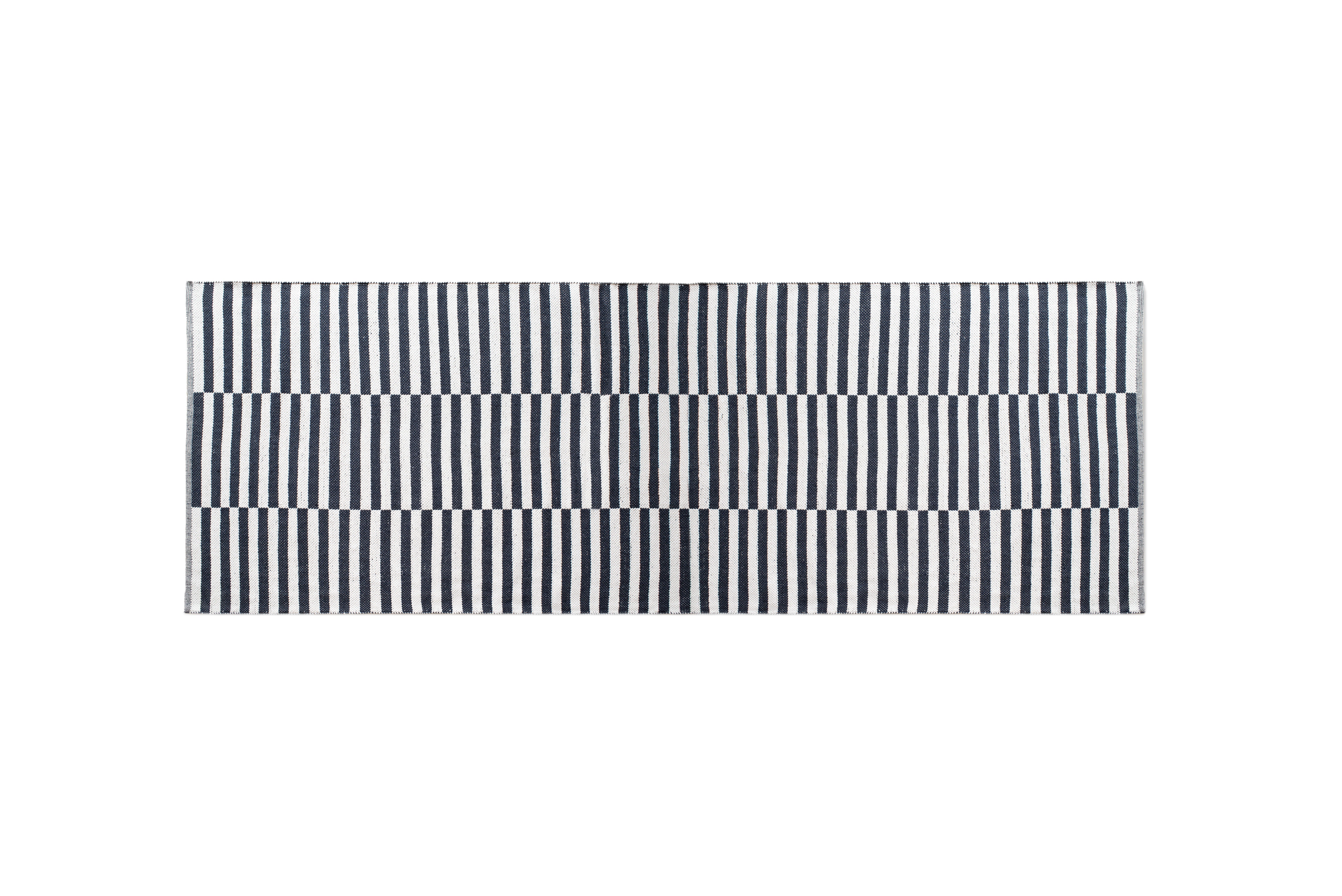 Alfombra pasillera algodón rayas pequeñas negro 80x200cm