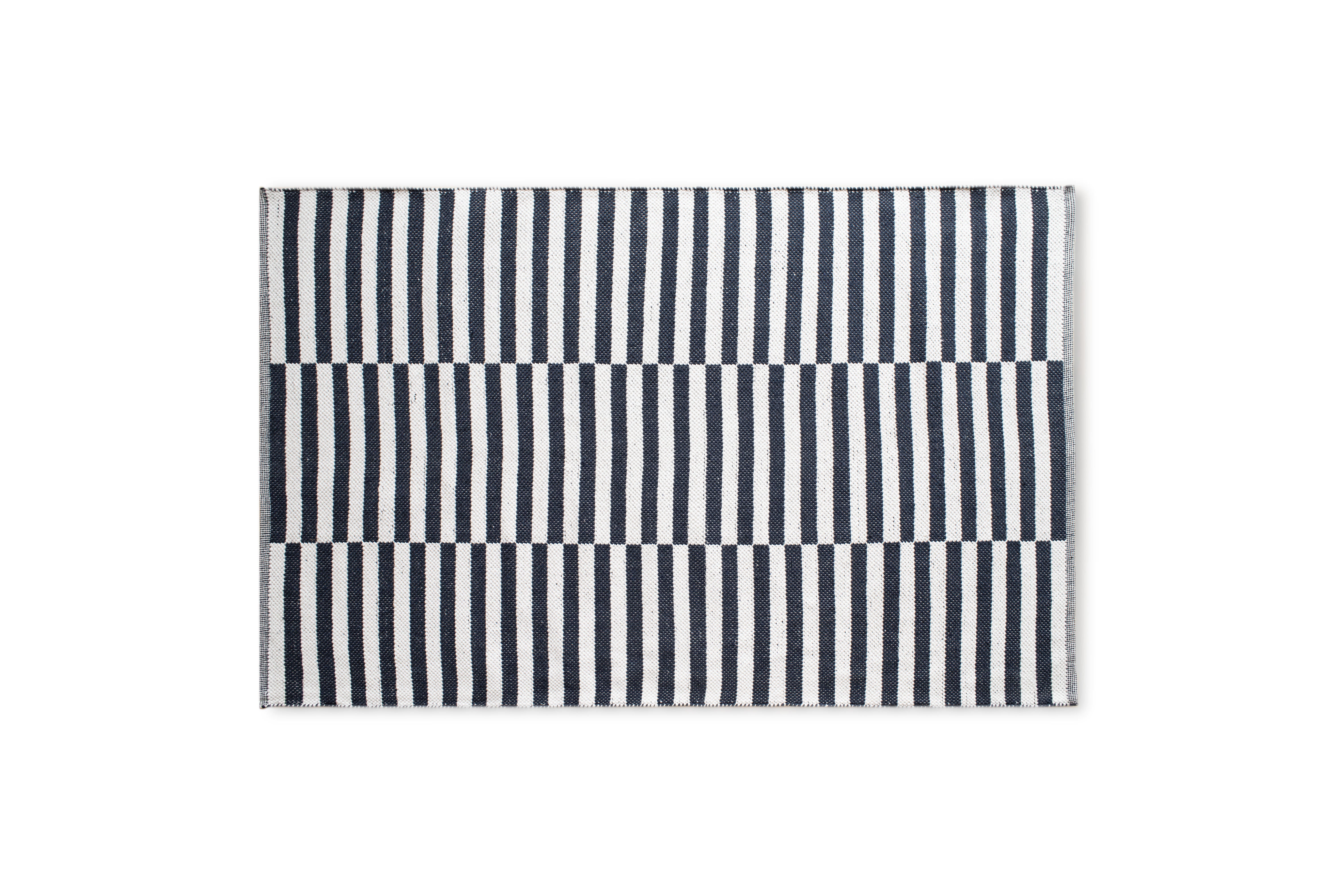 Alfombra algodón rayas pequeñas negro 120x170cm
