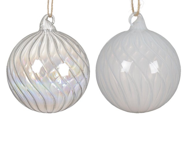 BOULE VERRE TRANSLUCIDE TORSADE 10CM