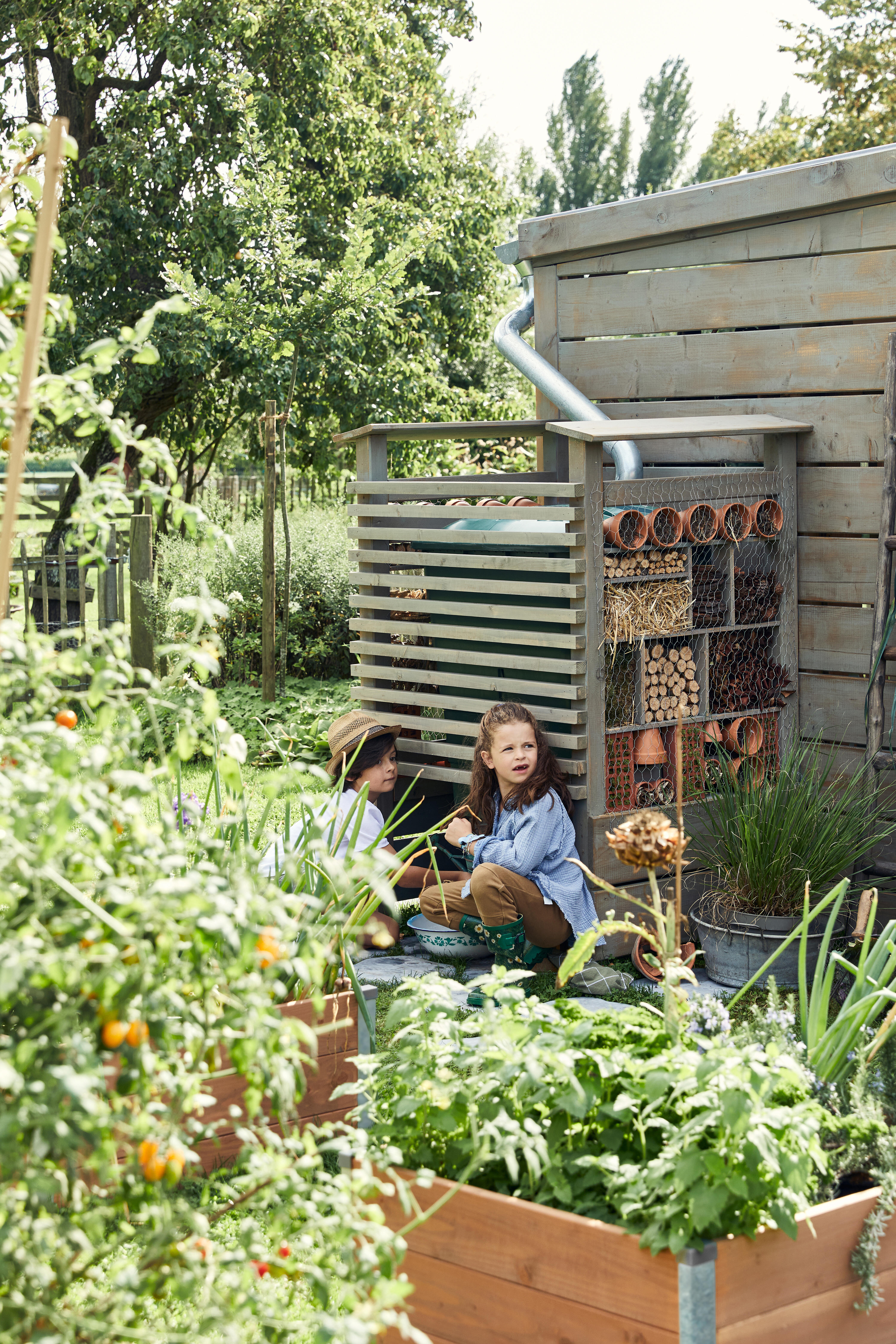 Poteau bois carré Luna marron, l.9 x P.9 - 4