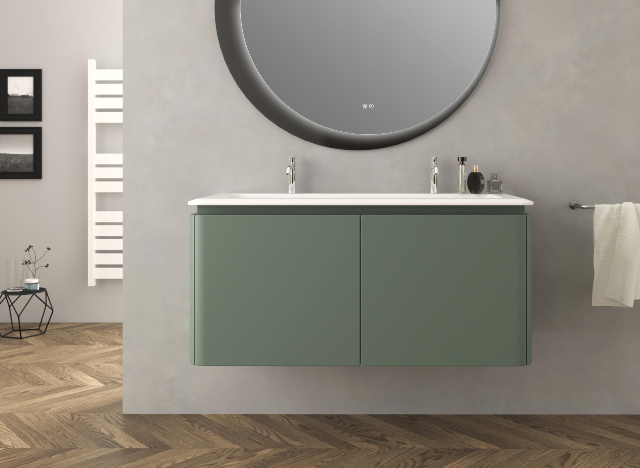 Meuble simple vasque Icona, l.120 x H.55 x P.48 cm, Vert mat | Leroy Merlin
