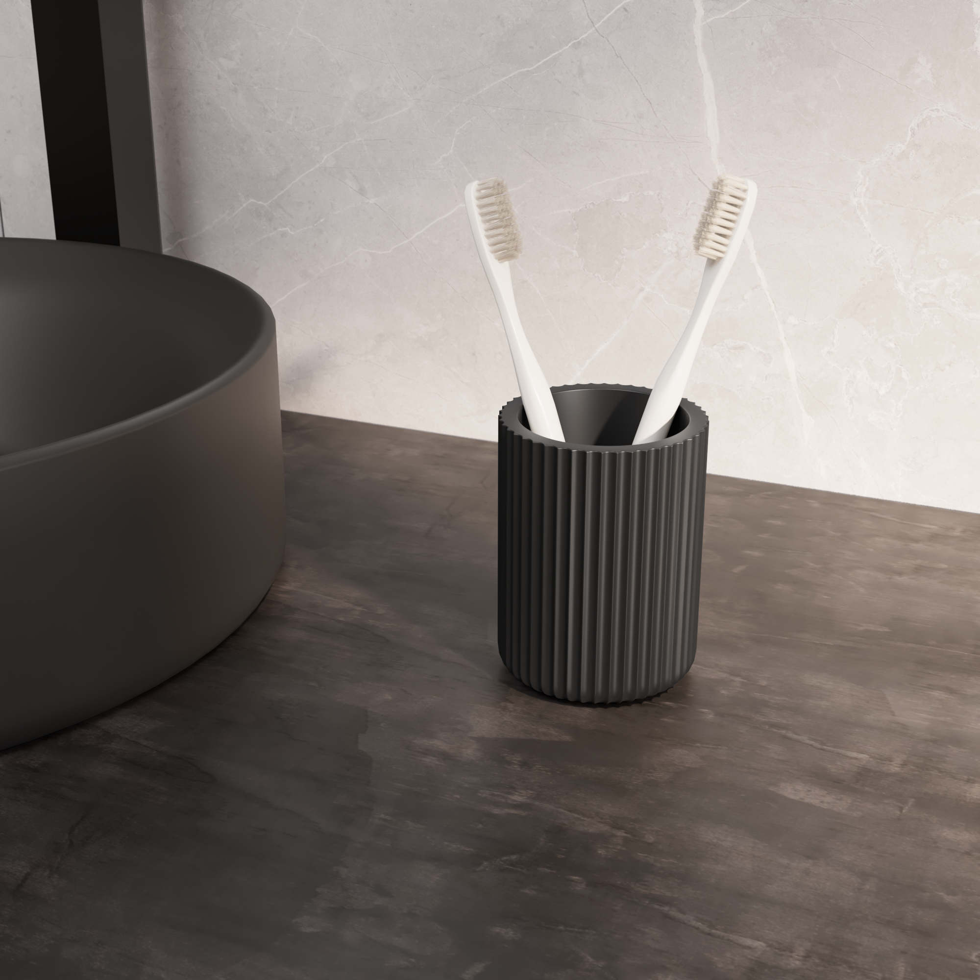 Portacepillos negro de resina - 5