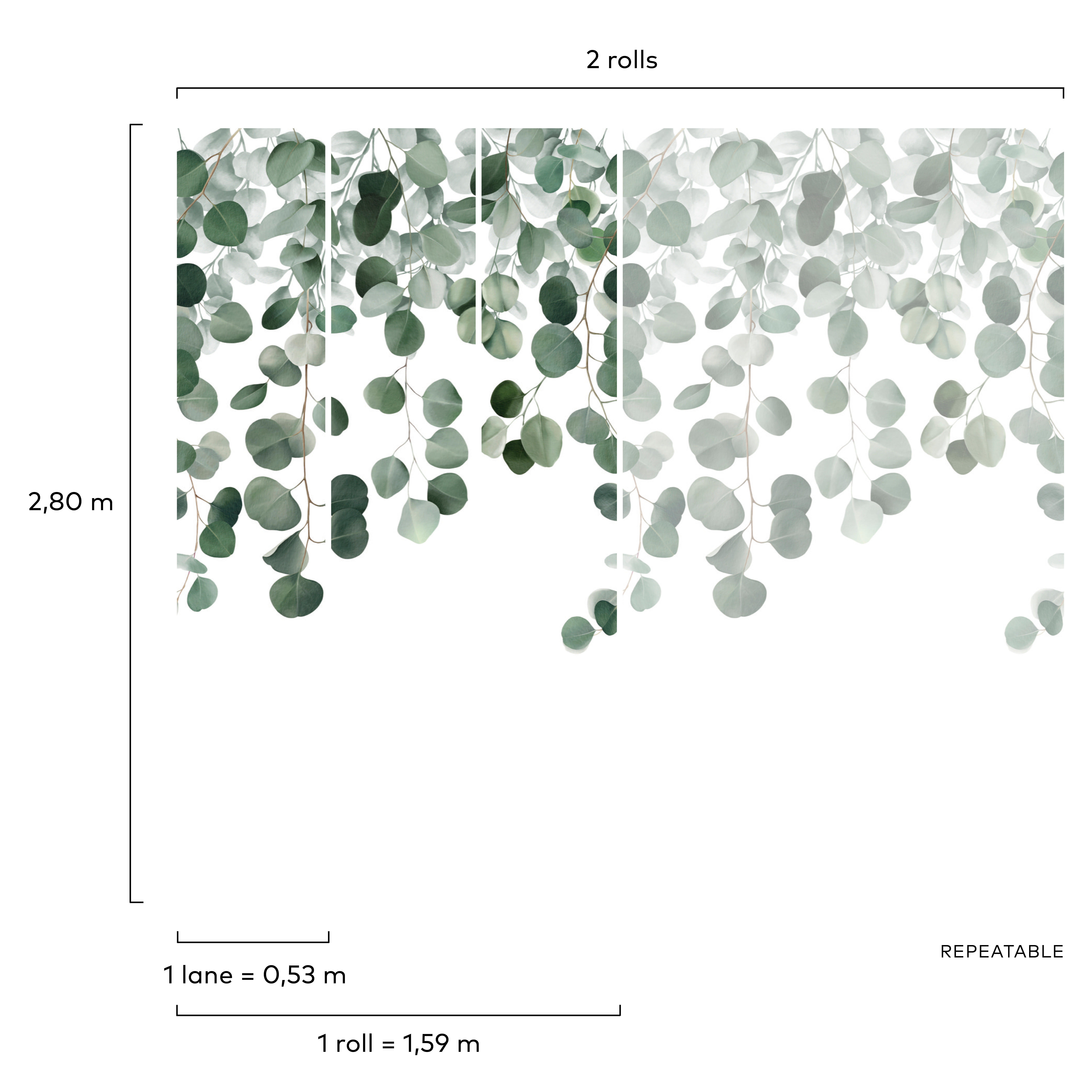 Papier peint panoramique Eucalyptus icarus vert l.159 x H.280 cm - 4