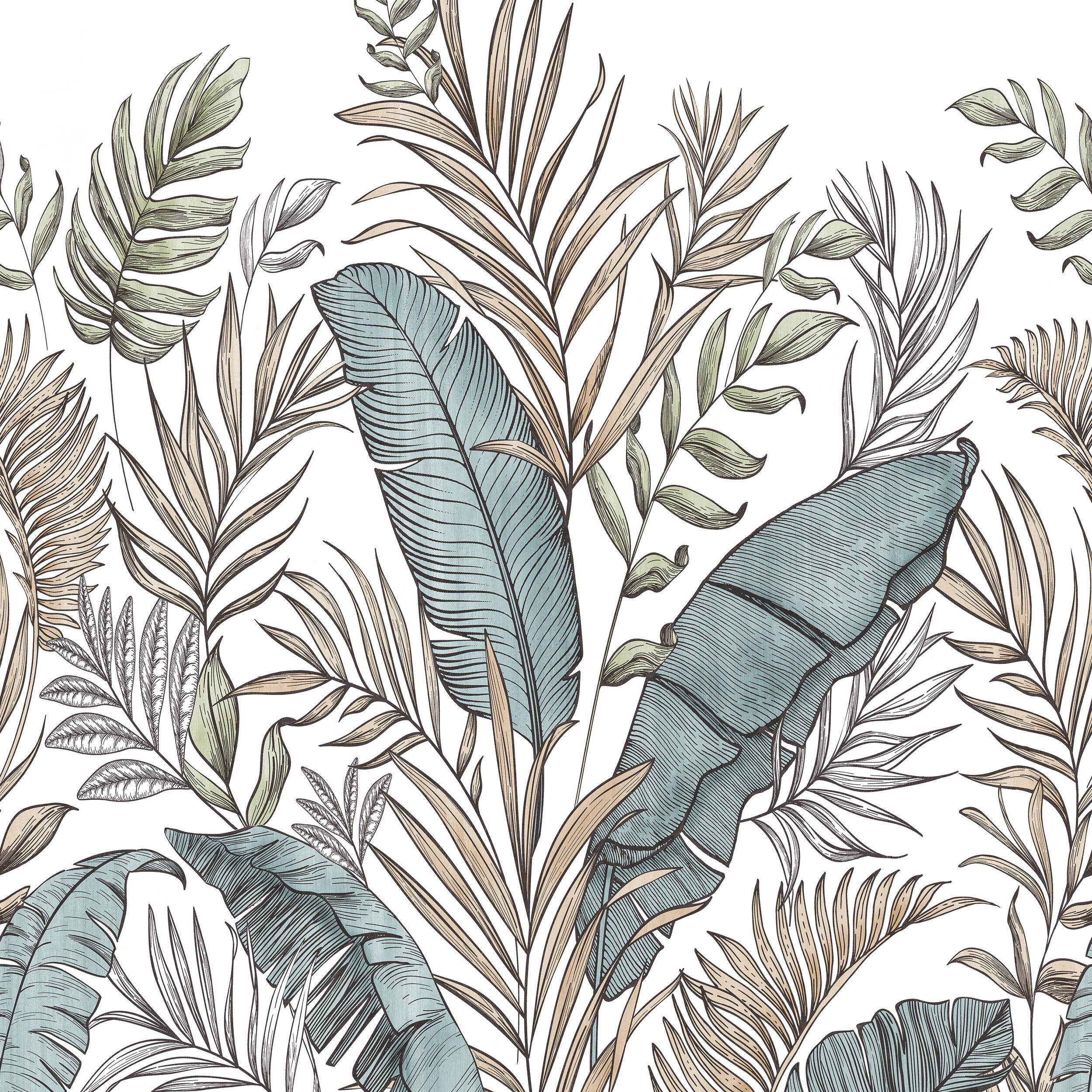 Papier peint panoramique Feuille Calobra taupe l.159 x H.280 cm - 2