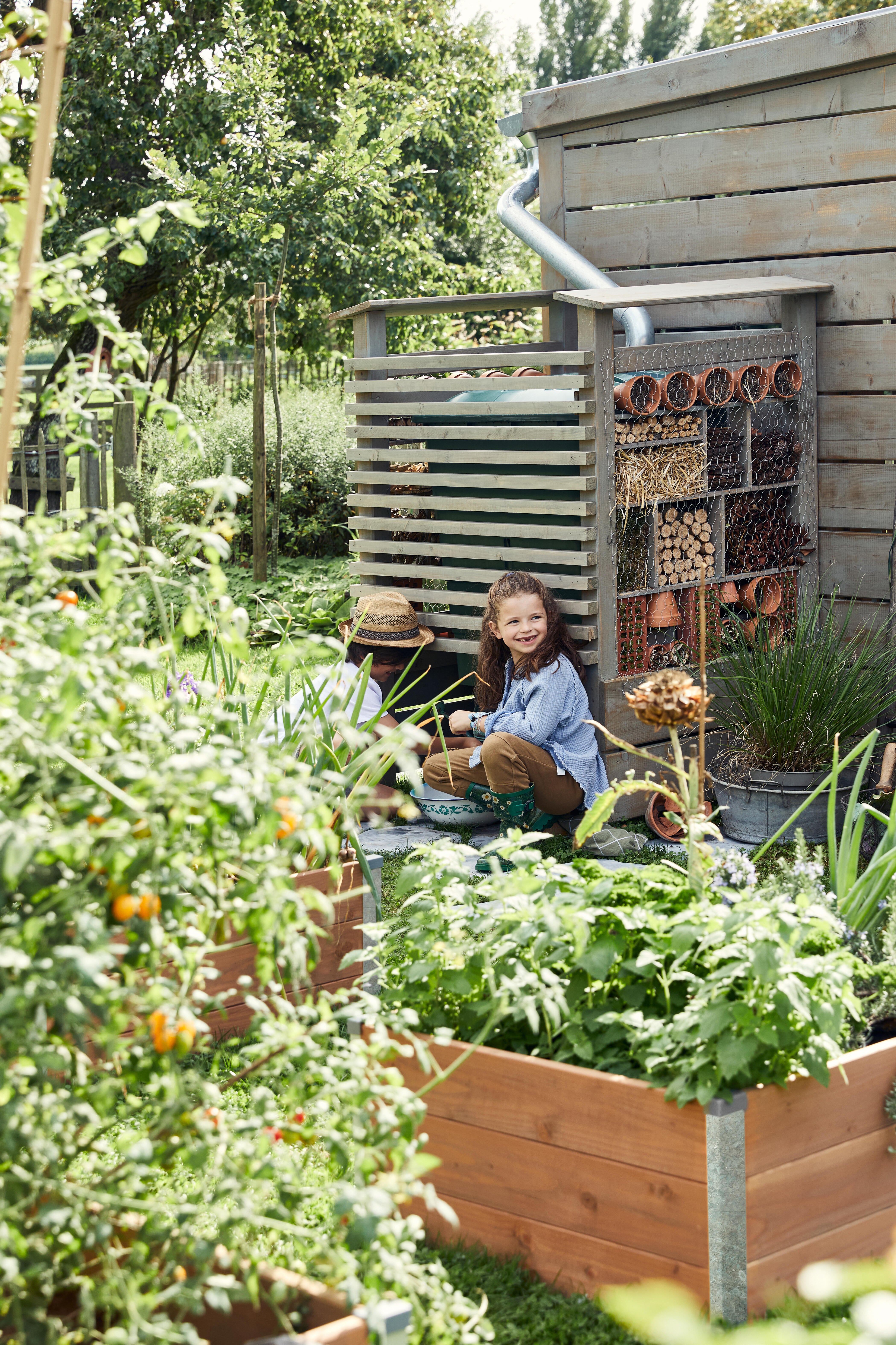 Poteau bois carré Luna marron, l.9 x P.9 - 3