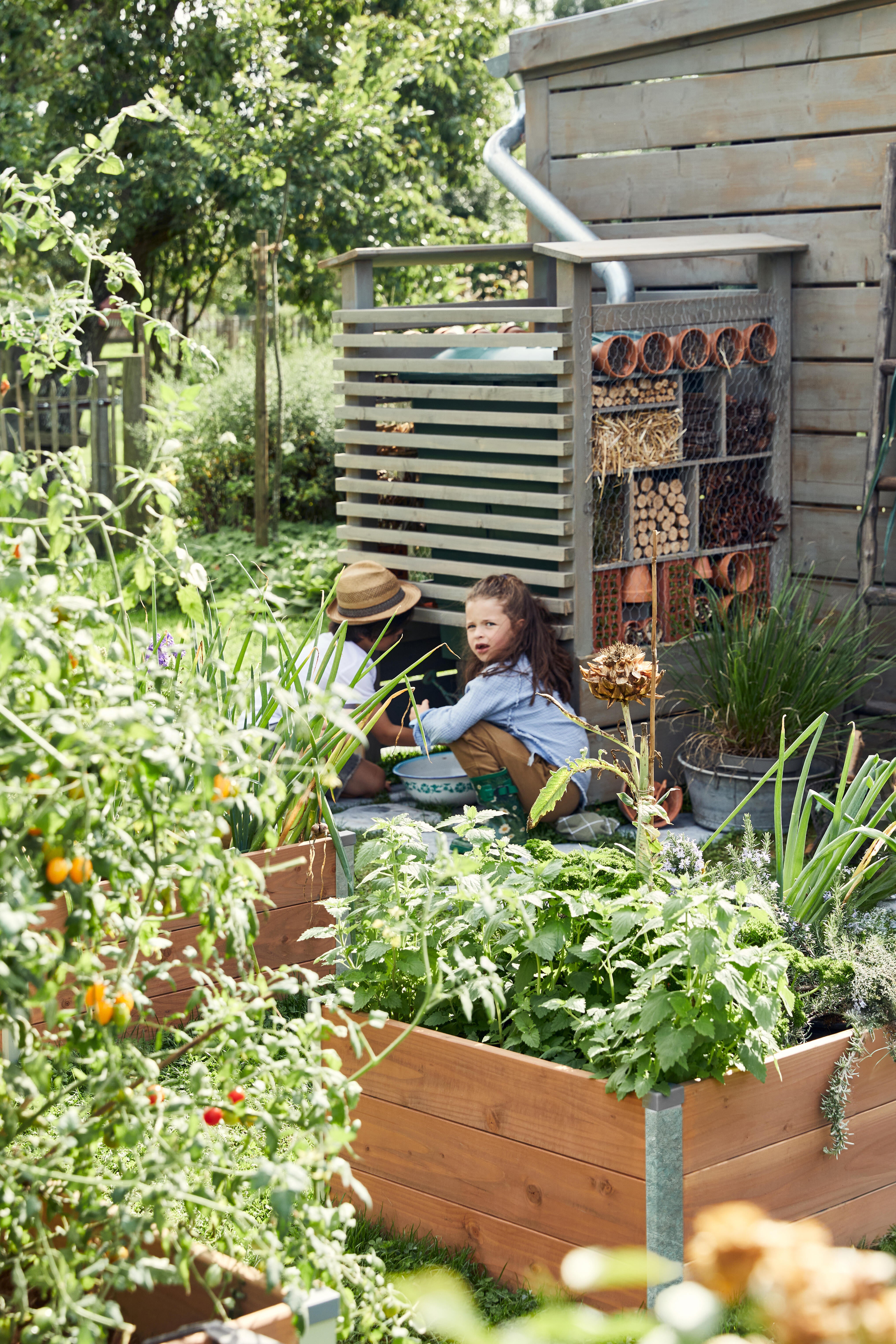 Poteau bois carré Luna marron, l.9 x P.9 - 2