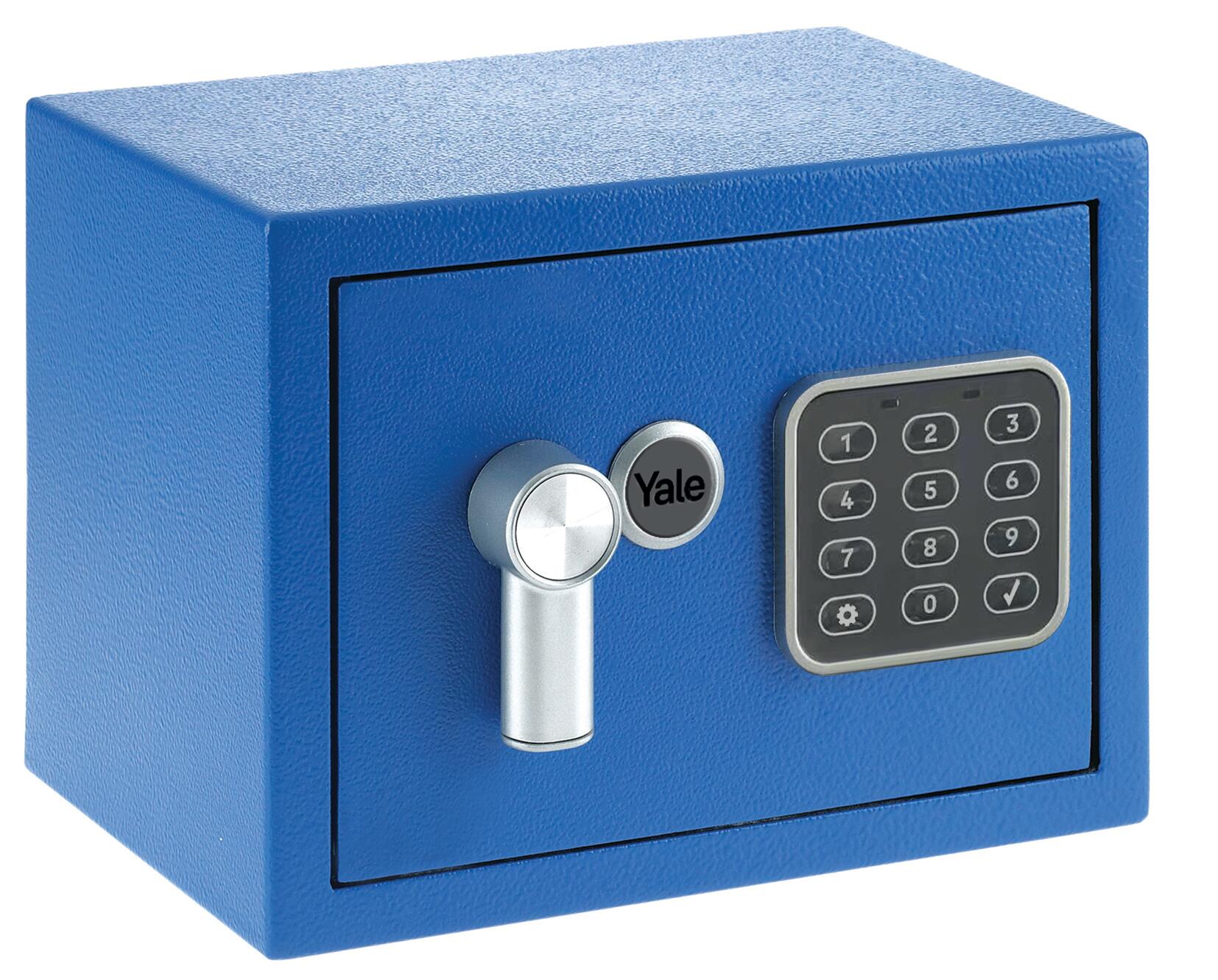Yale Caja Fuerte Mini Portátil 17X17x23 Cm Volumen De 3.8L Color Azul , Leroy Merlin