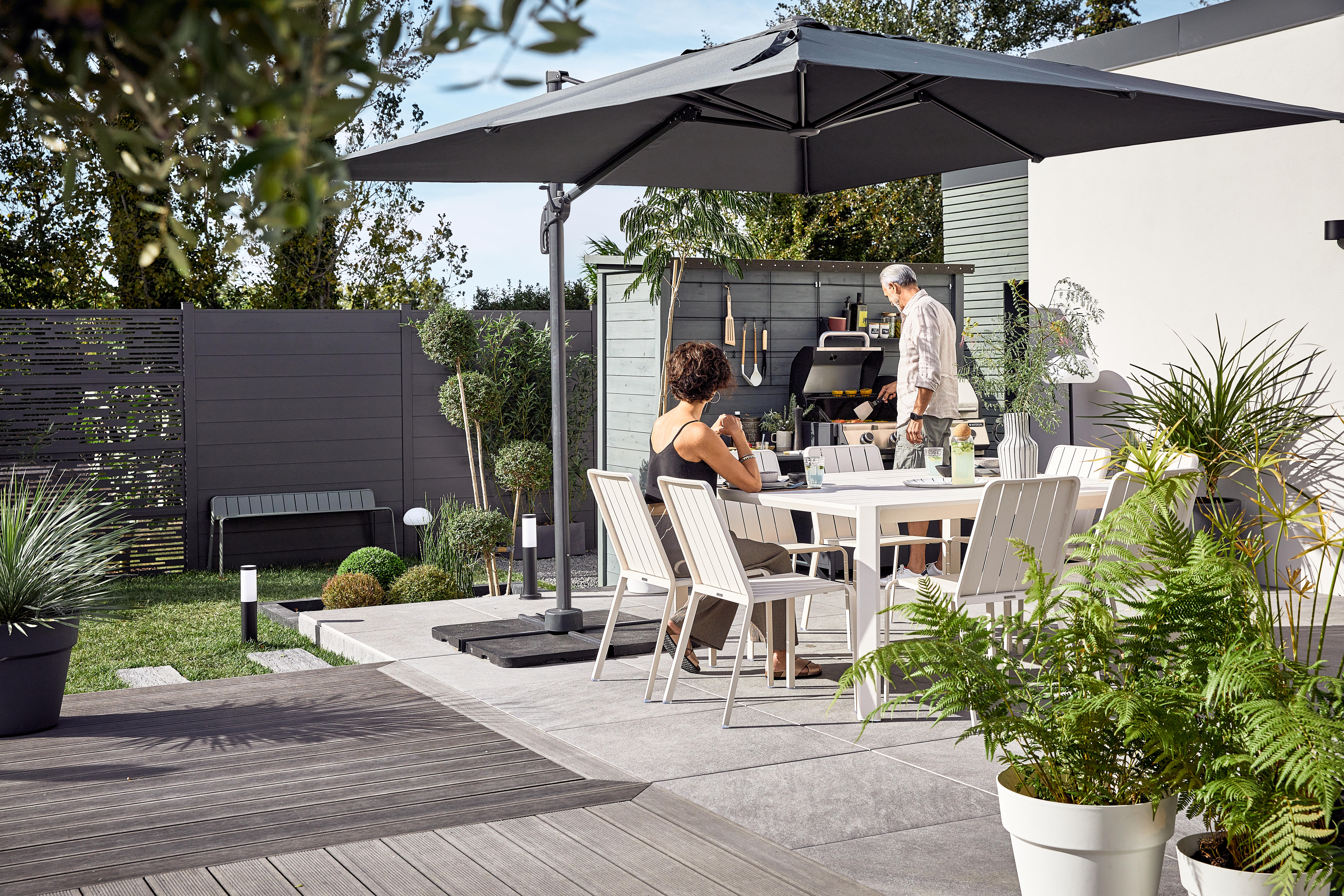 Parasol déporté carré anthracite Aura NATERIAL L.286 x l.286 cm - 5