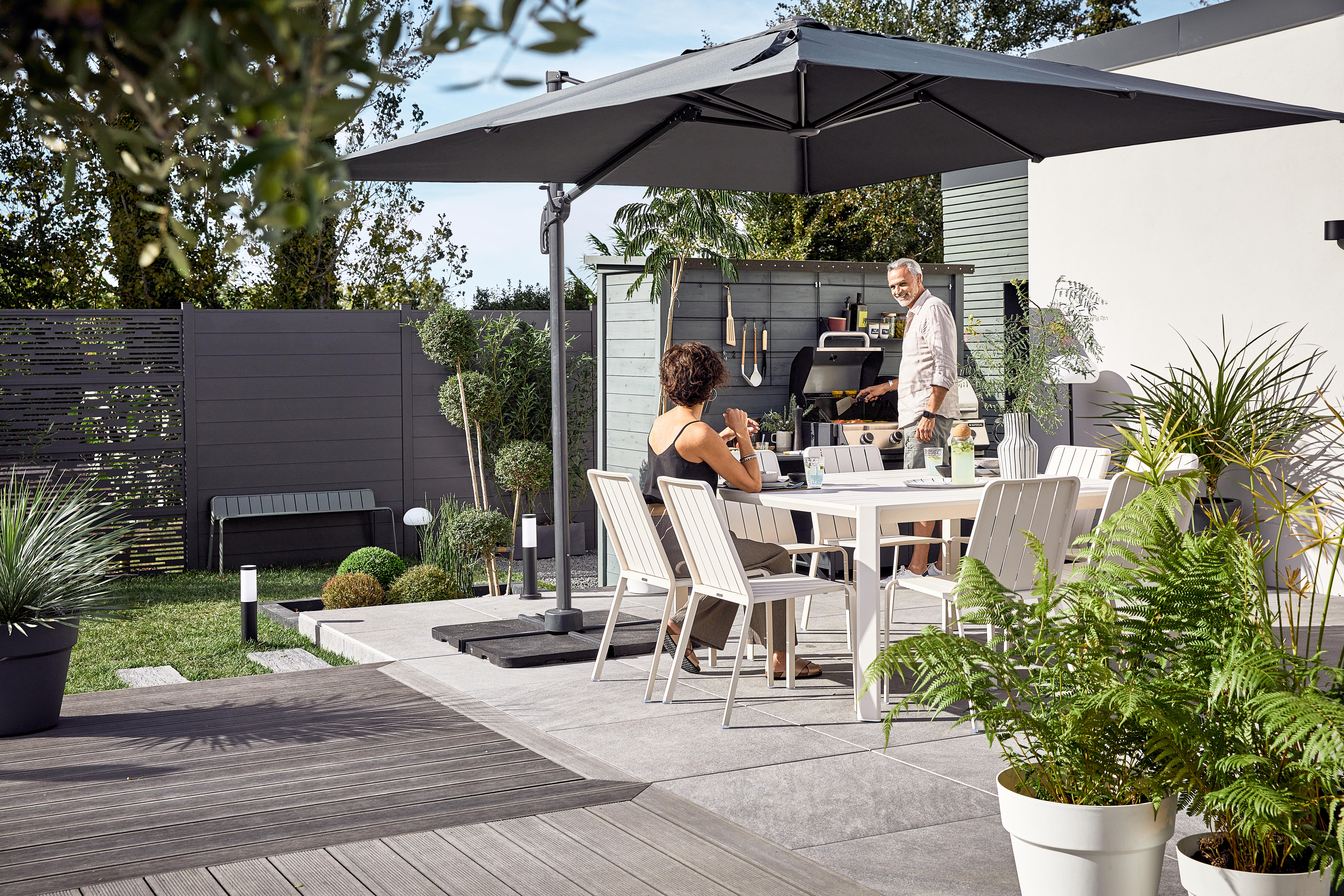 Parasol déporté carré anthracite Aura NATERIAL L.286 x l.286 cm - 4