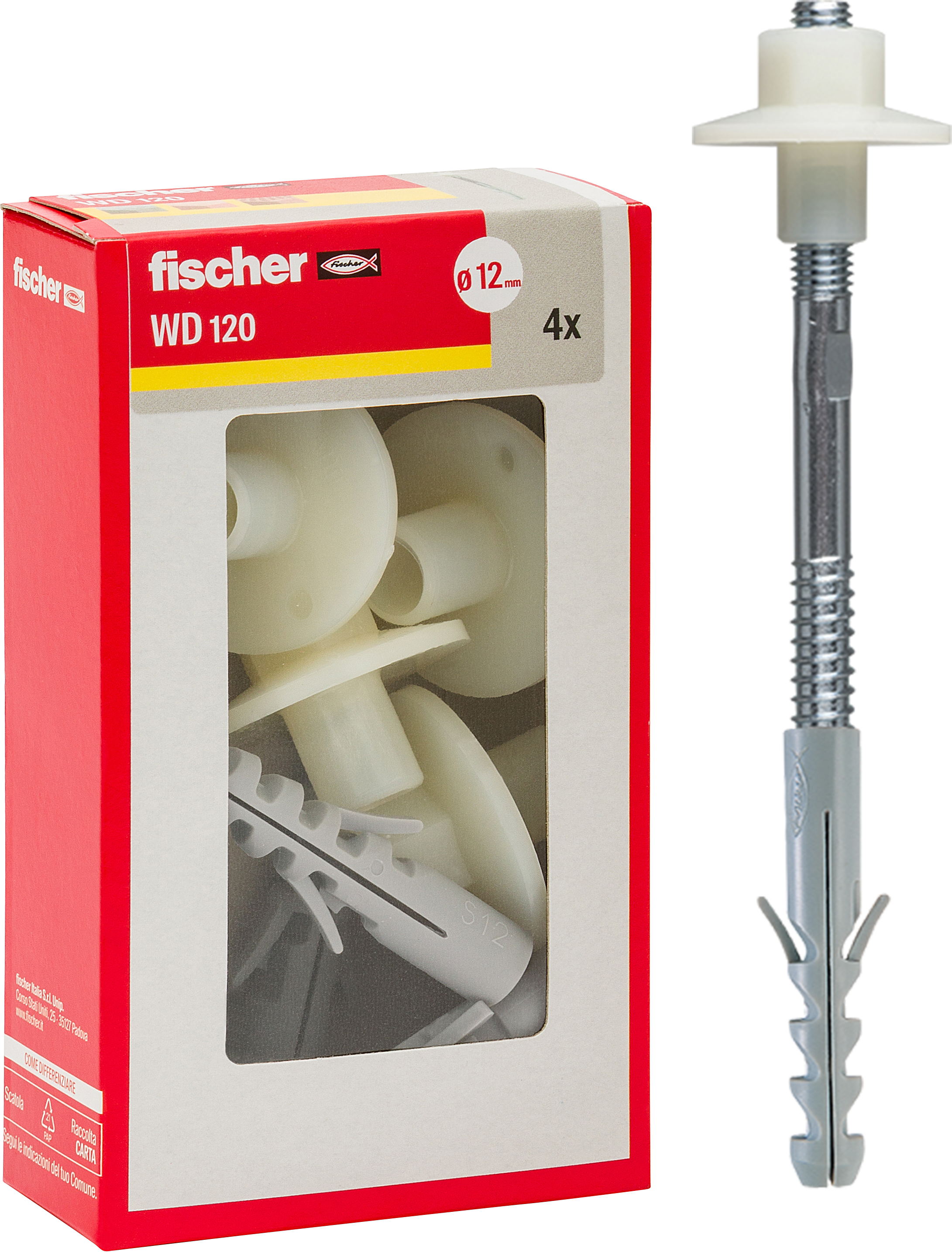 Set di tasselli  con vite FISCHER WD 120 HOBBY  in nylon  Ø 12 mm  4 pezzi - 2