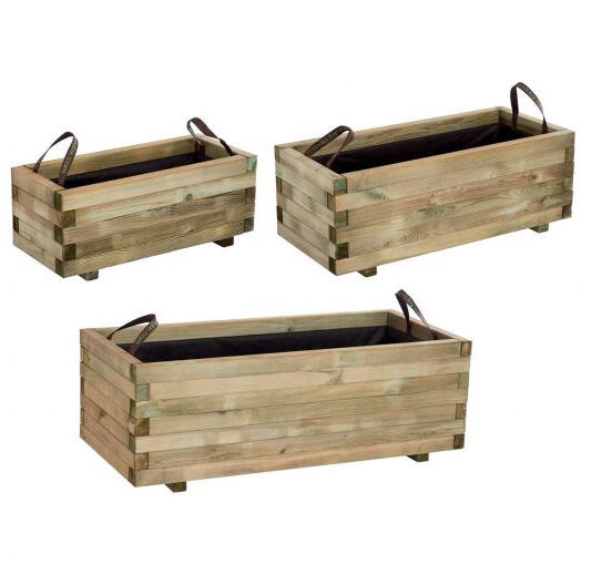 Ser de 3 jardineras de madera baroque de 31, 73 y 141 litros