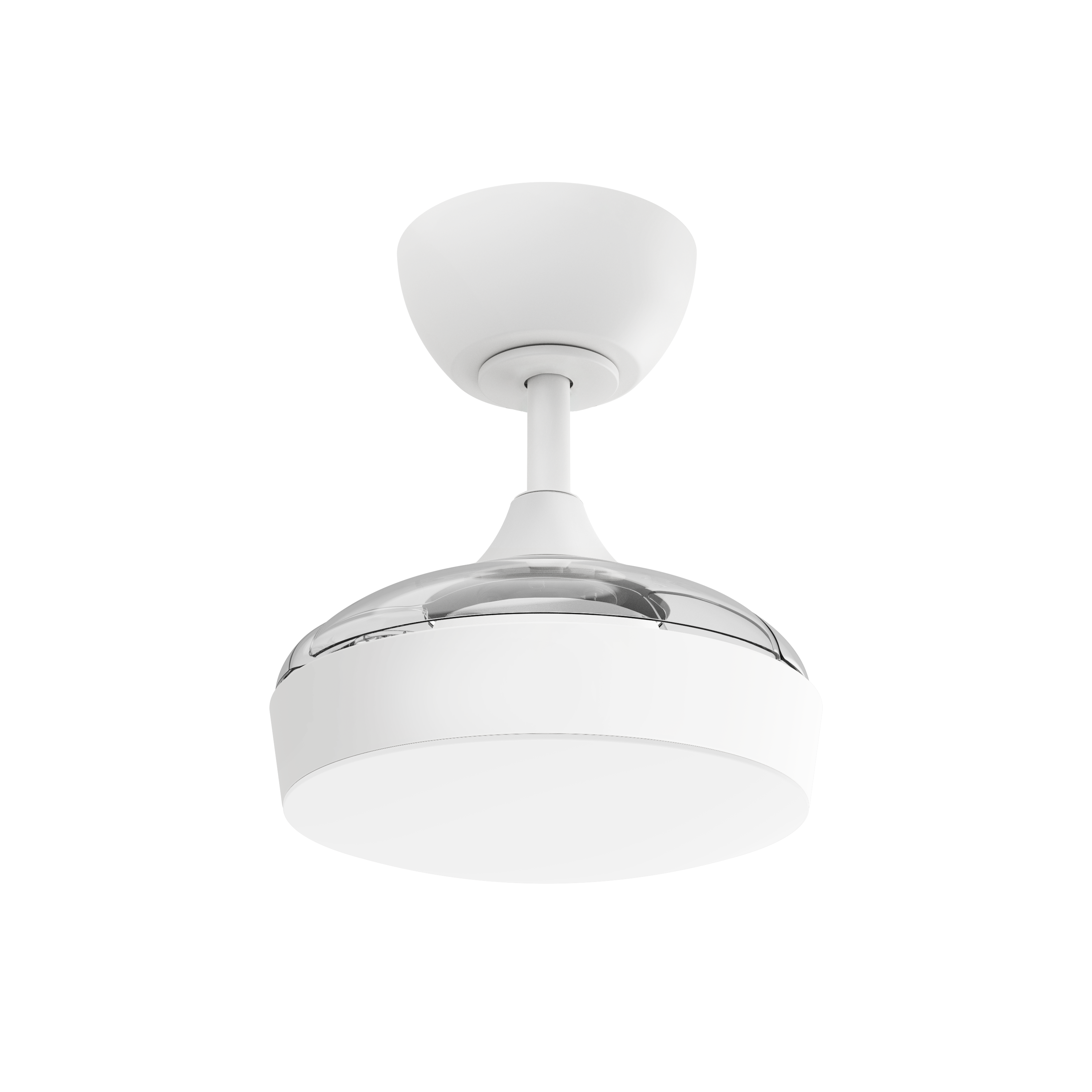 Ventilador de techo con luz silencioso DC 20W con mando ø55 cm Wizz SULION blanco luz CCT 3 aspas retráctiles tipo lámpara| 6 velocidades| modo verano/invierno| temporizador| brisa| recomendado para <13m² - 2