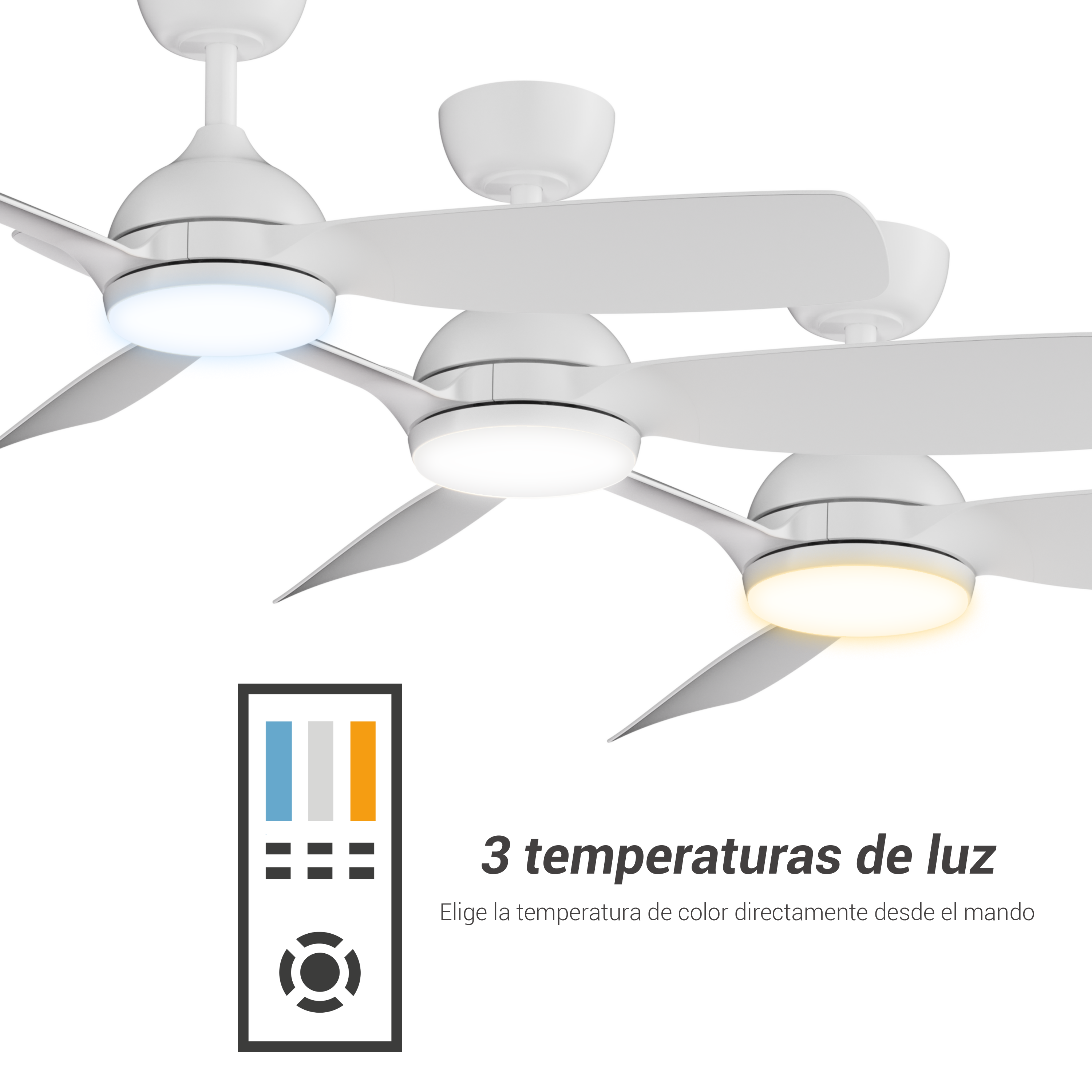 Ventilador de techo con luz silencioso DC 31W con mando ø110 cm Sunset Wifi SULION blanco luz CCT 3 aspas| 6 velocidades| modo verano/invierno| recomendado de 13 a 20m² - 16