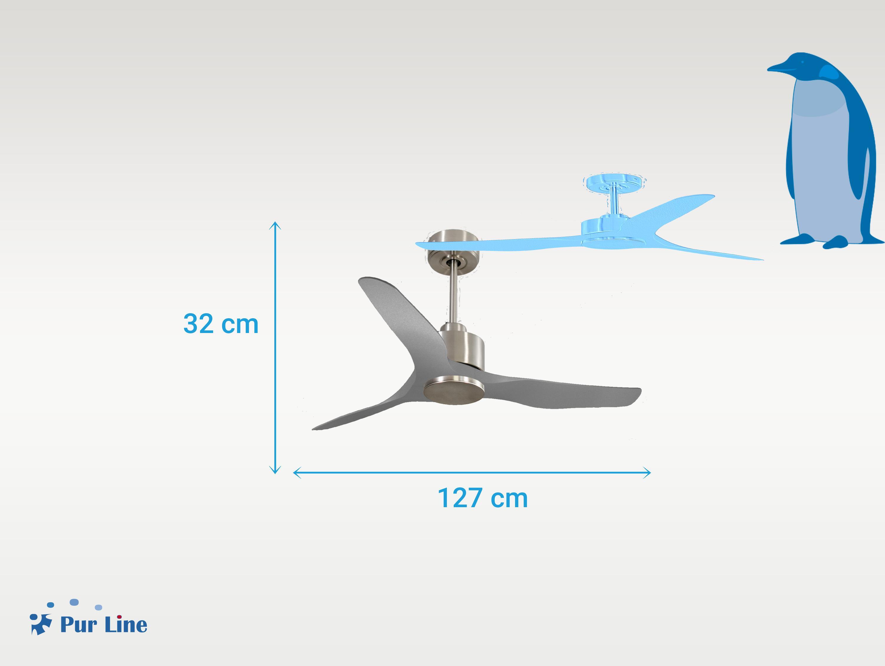 Ventilador de techo sin luz motor dc baza d127 07 27 purline plata 127 cm